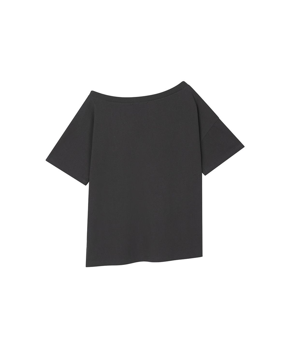 로타입(ROUGHTYPE) Unbalanced Off-shoulder Short Sleeved - Charcoal