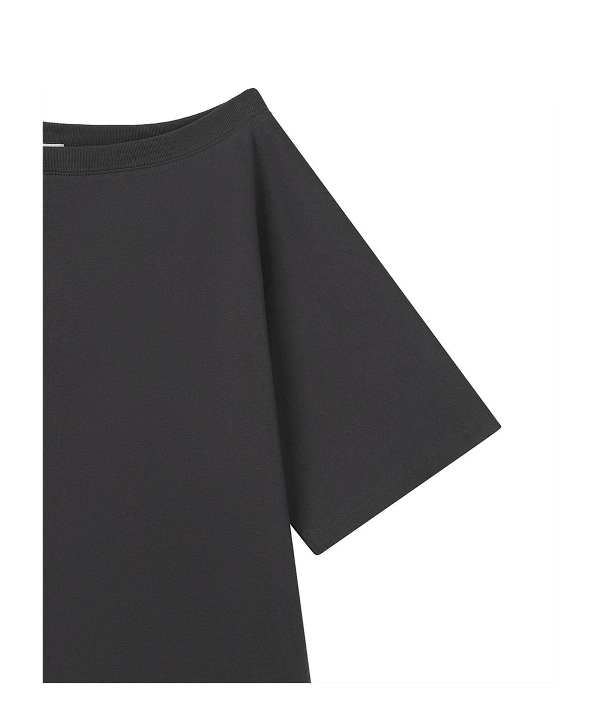 로타입(ROUGHTYPE) Unbalanced Off-shoulder Short Sleeved - Charcoal