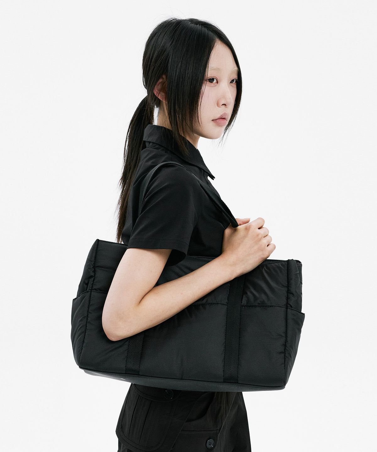 하나히(HANAHI) Puffy tote bag BLACK