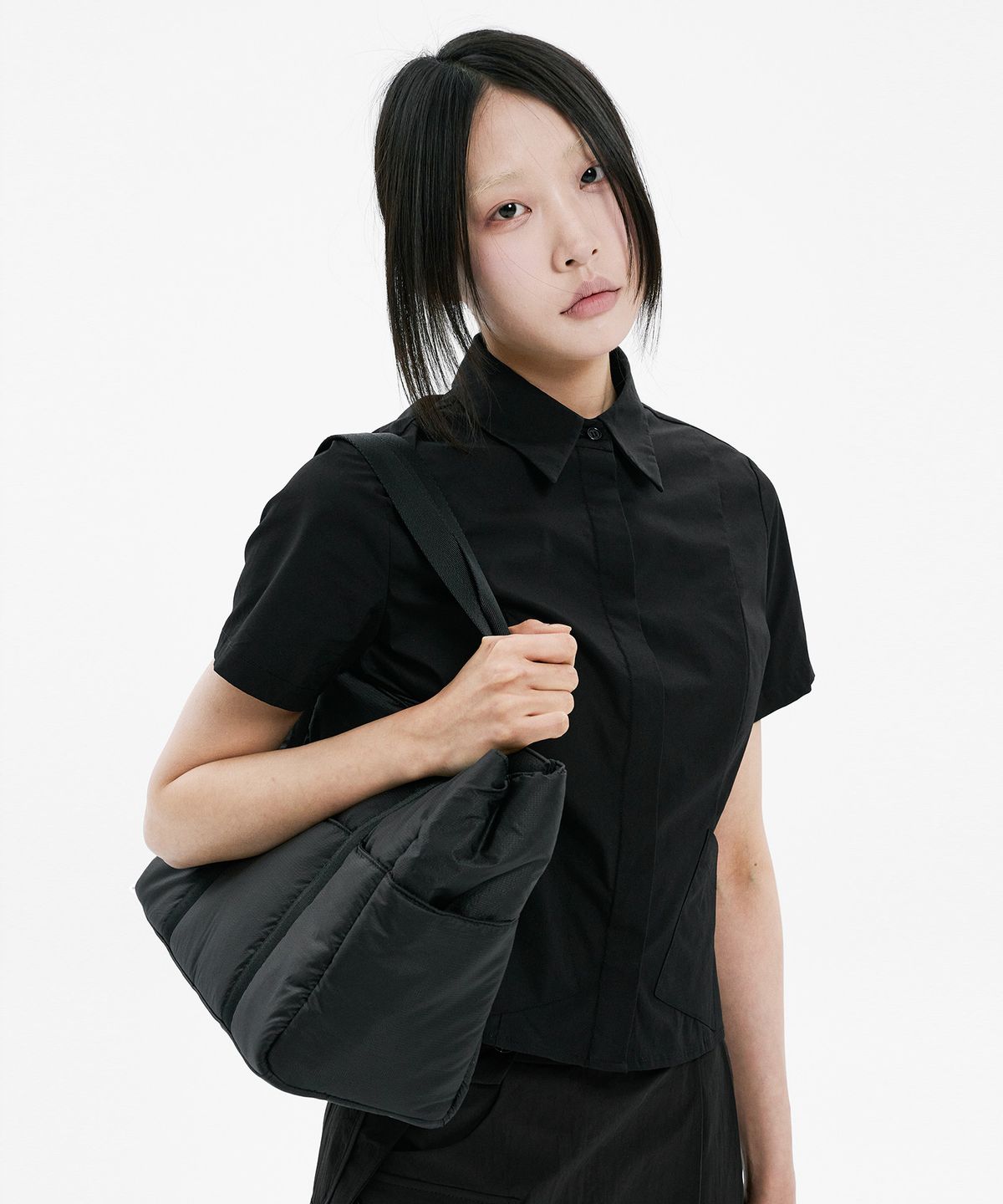 하나히(HANAHI) Puffy tote bag BLACK