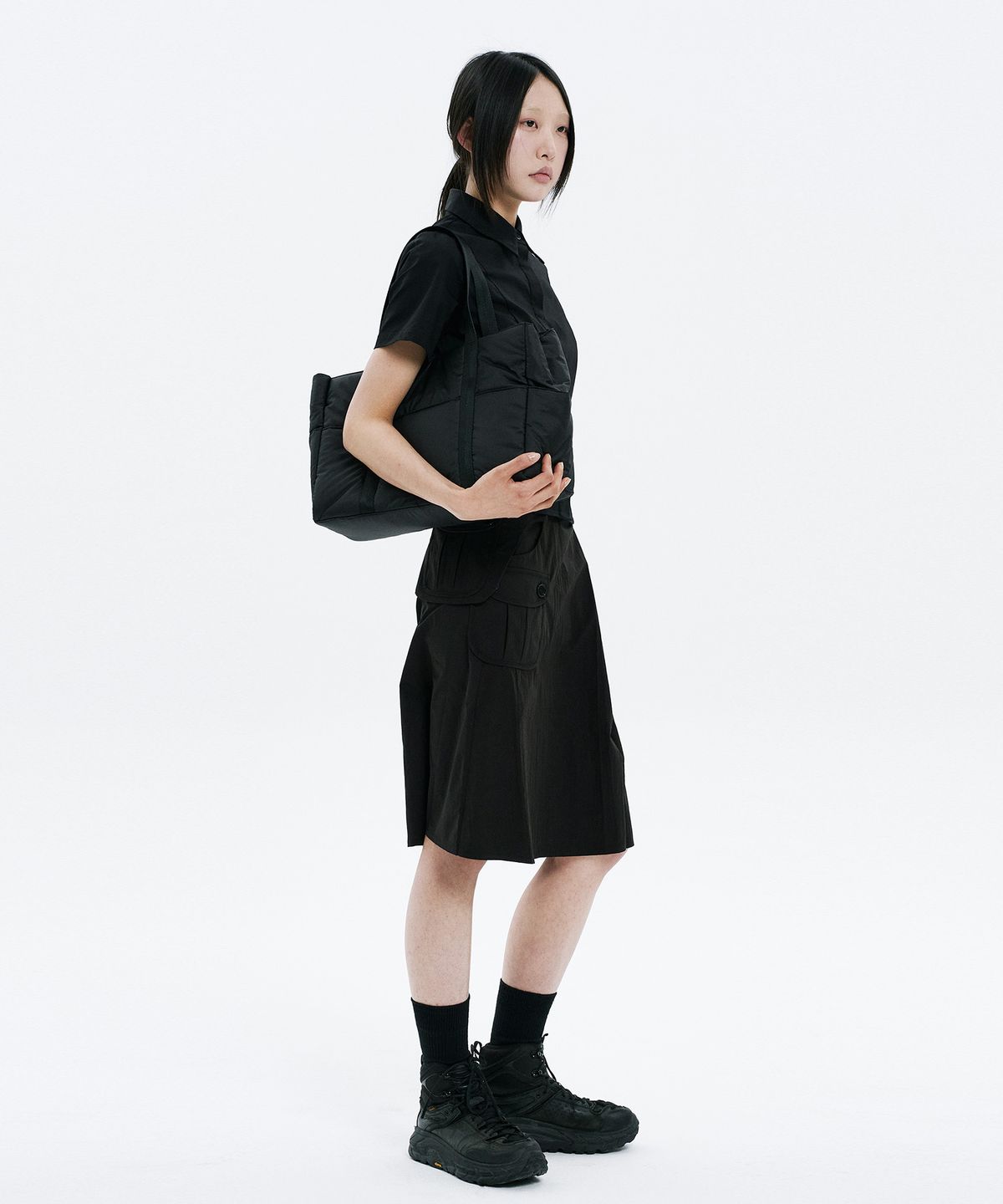 하나히(HANAHI) Puffy tote bag BLACK