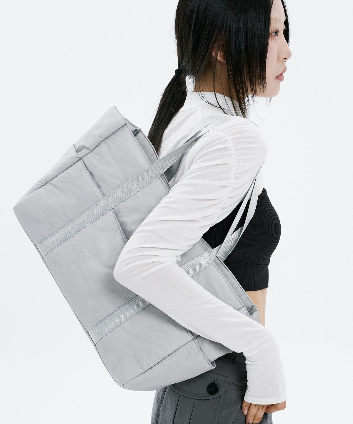 하나히(HANAHI) Puffy tote bag GREY