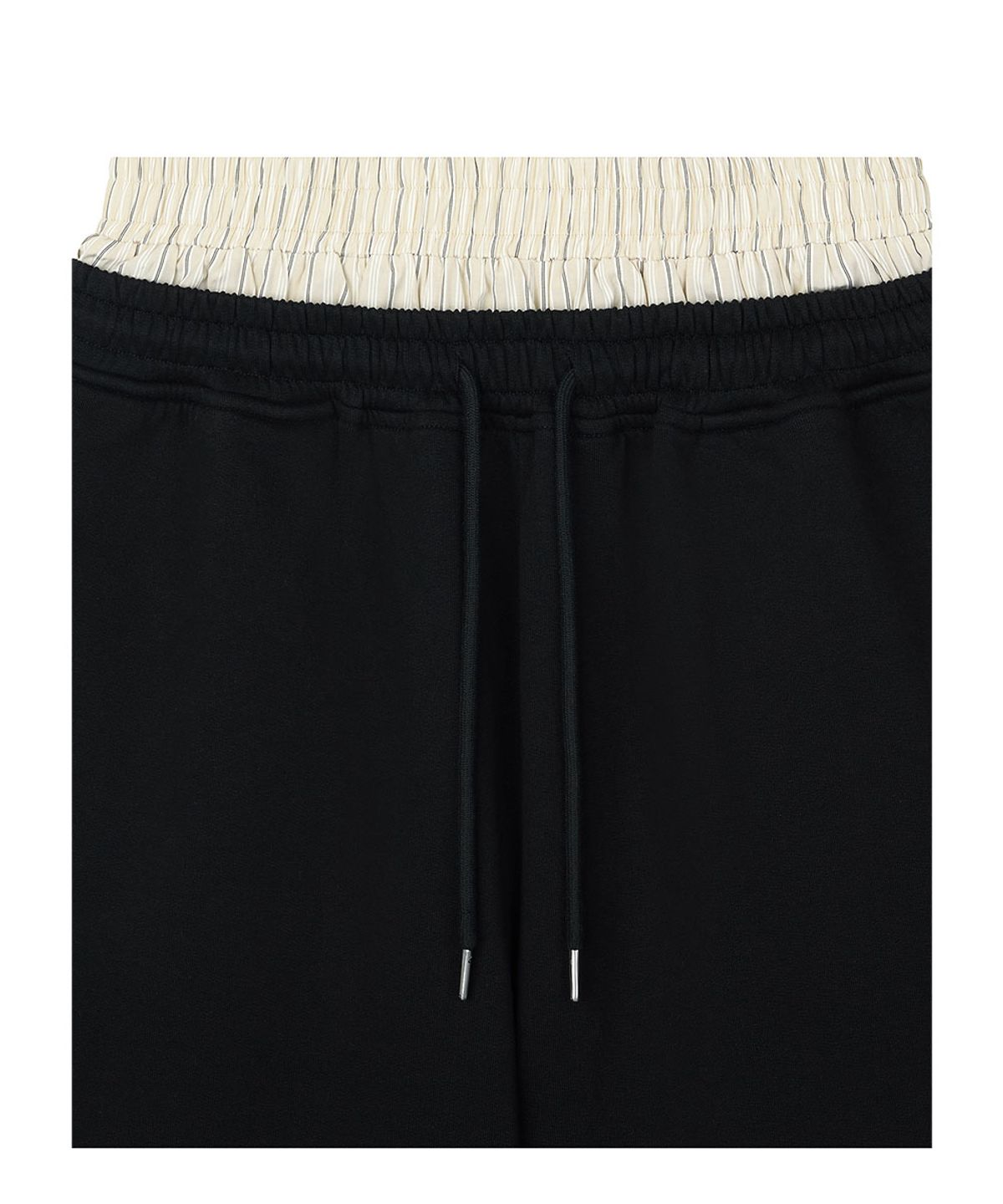 로타입(ROUGHTYPE) Stripe Double Layered Bermuda Sweatpants - Black