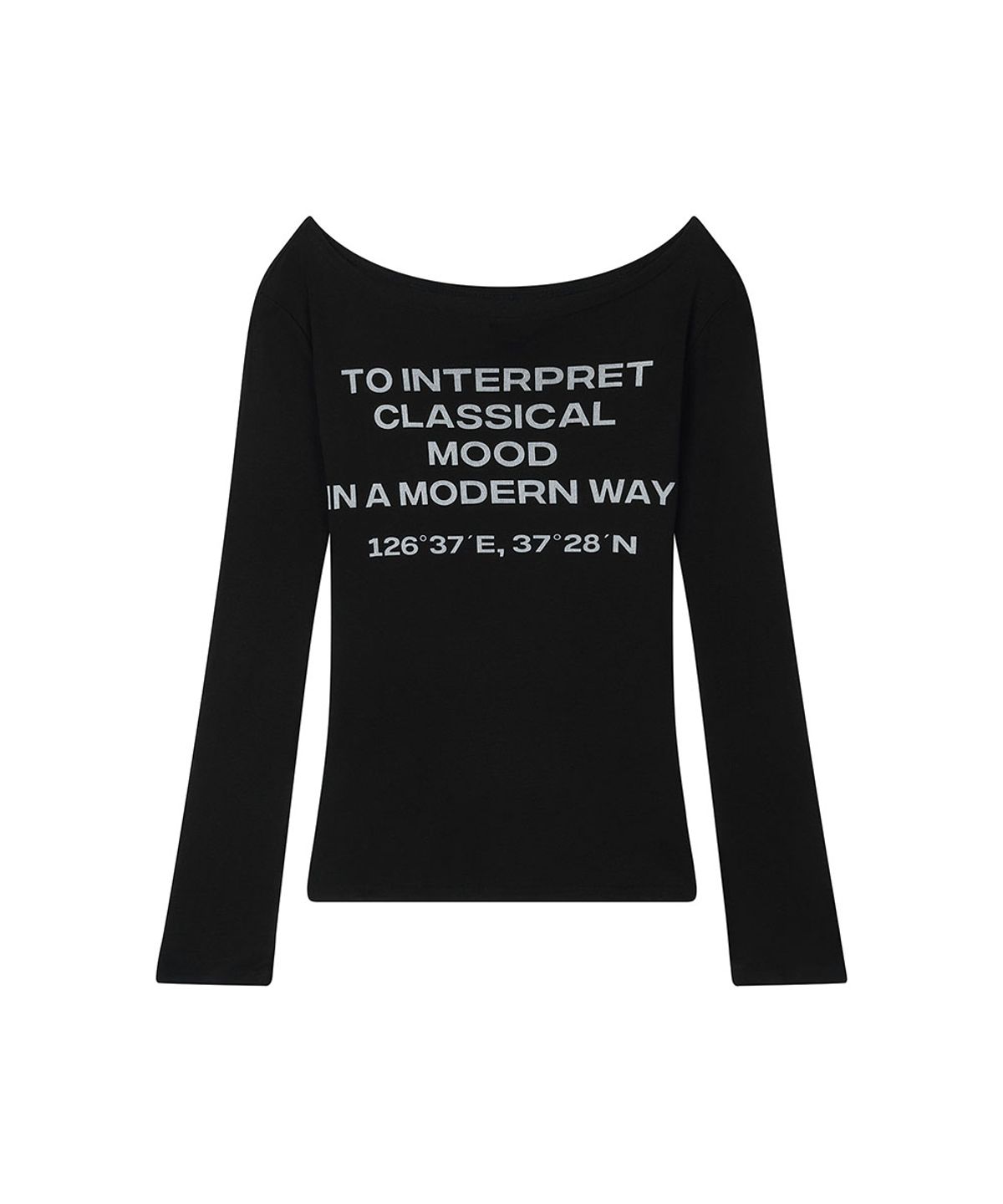 로타입(ROUGHTYPE) See-through Off-shoulder Long Sleeve - Black
