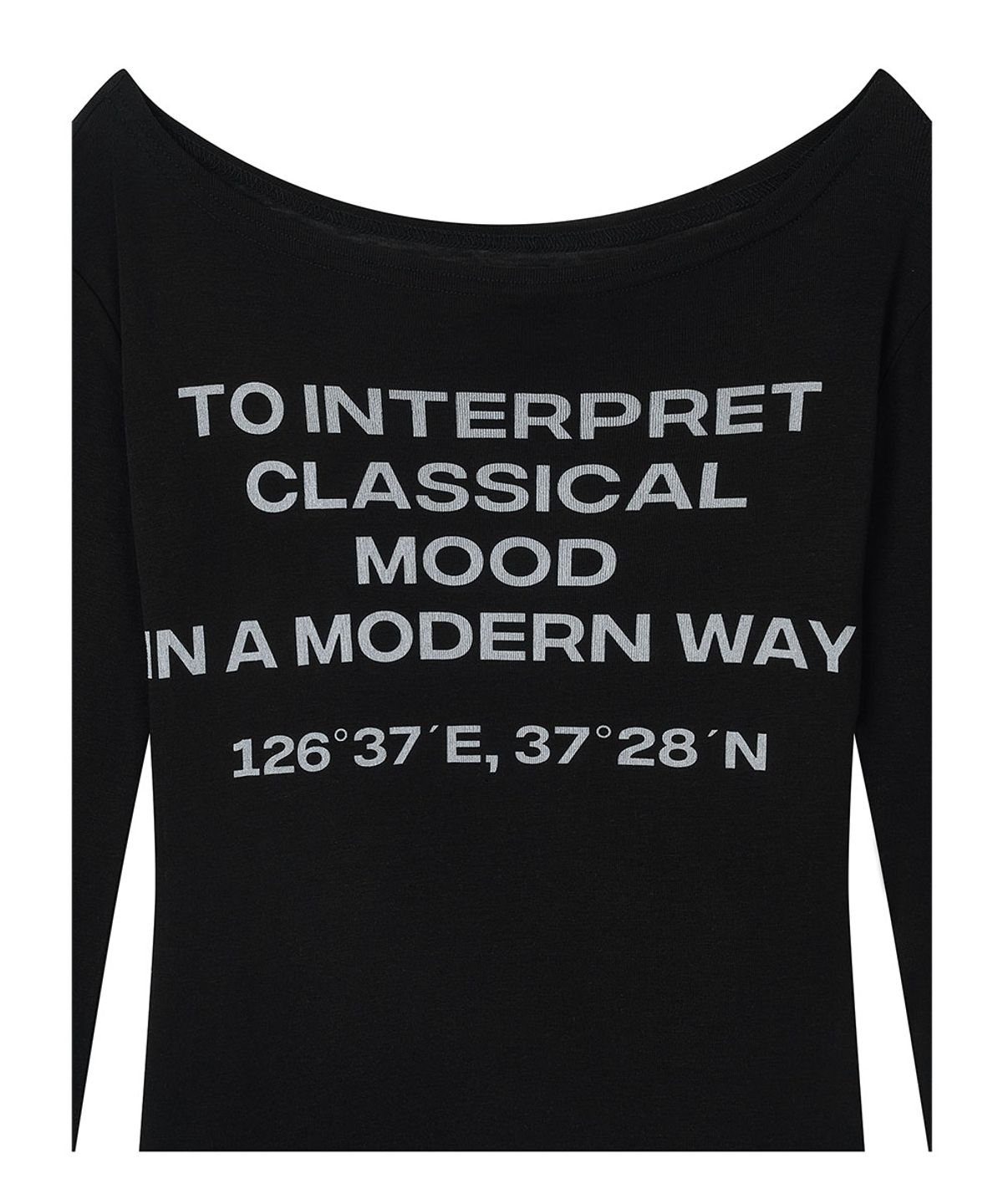 로타입(ROUGHTYPE) See-through Off-shoulder Long Sleeve - Black