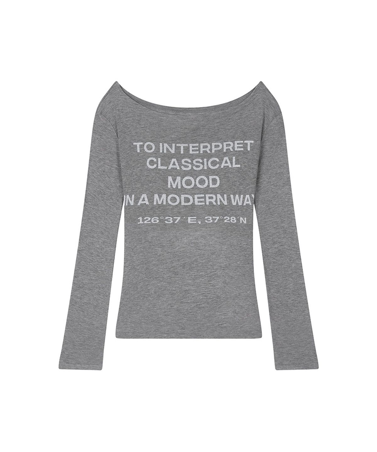 로타입(ROUGHTYPE) See-through Off-shoulder Long Sleeve - Gray