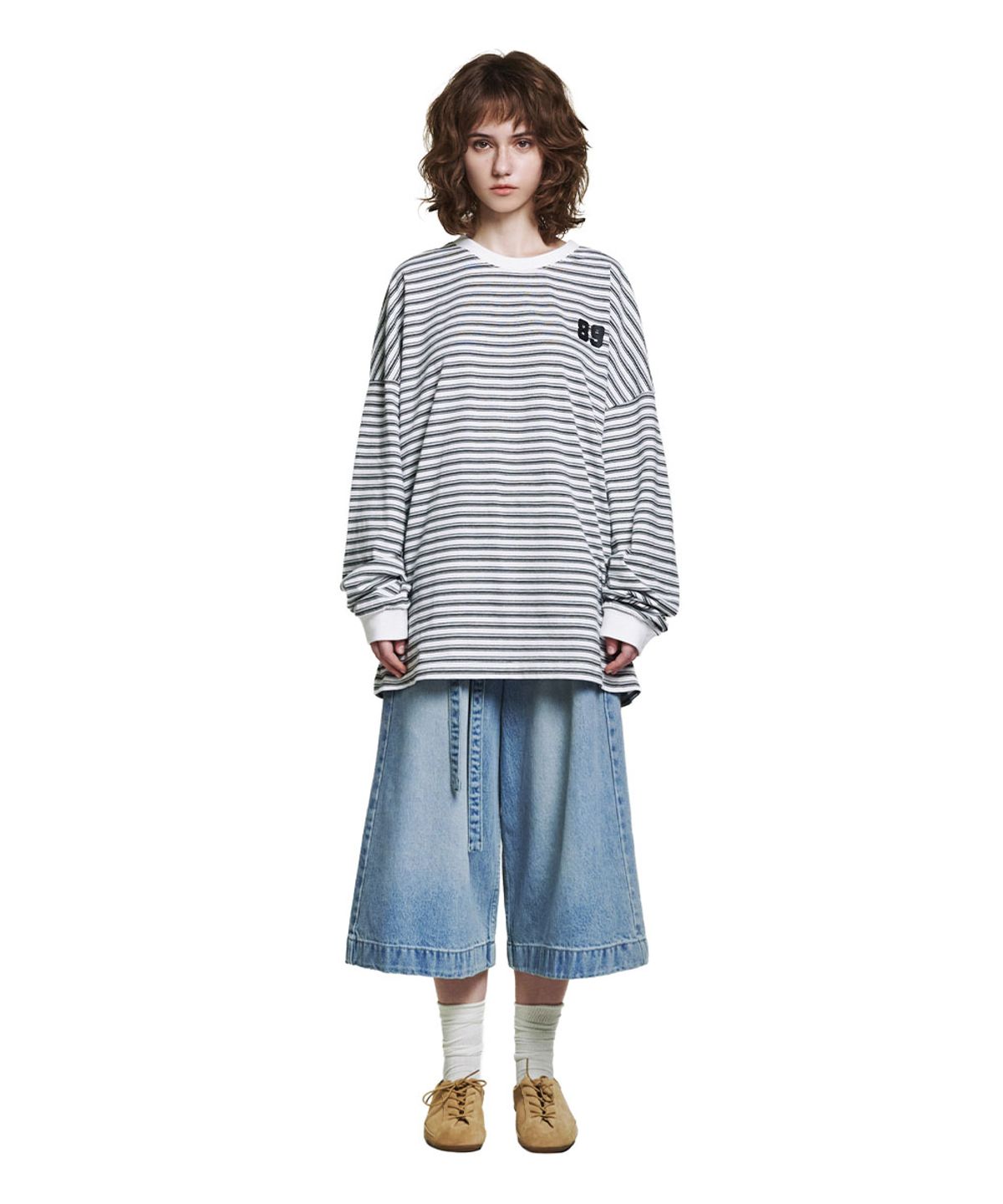 로타입(ROUGHTYPE) 89 Logo Stripe Long Sleeve - White
