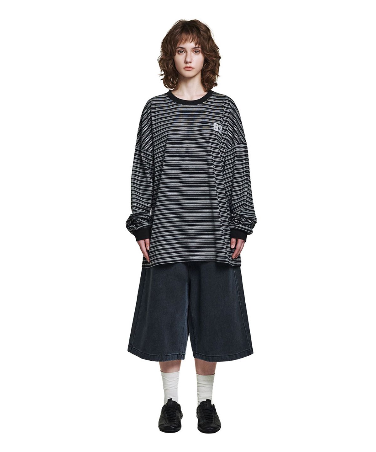 로타입(ROUGHTYPE) 89 Logo Stripe Long Sleeve - Black