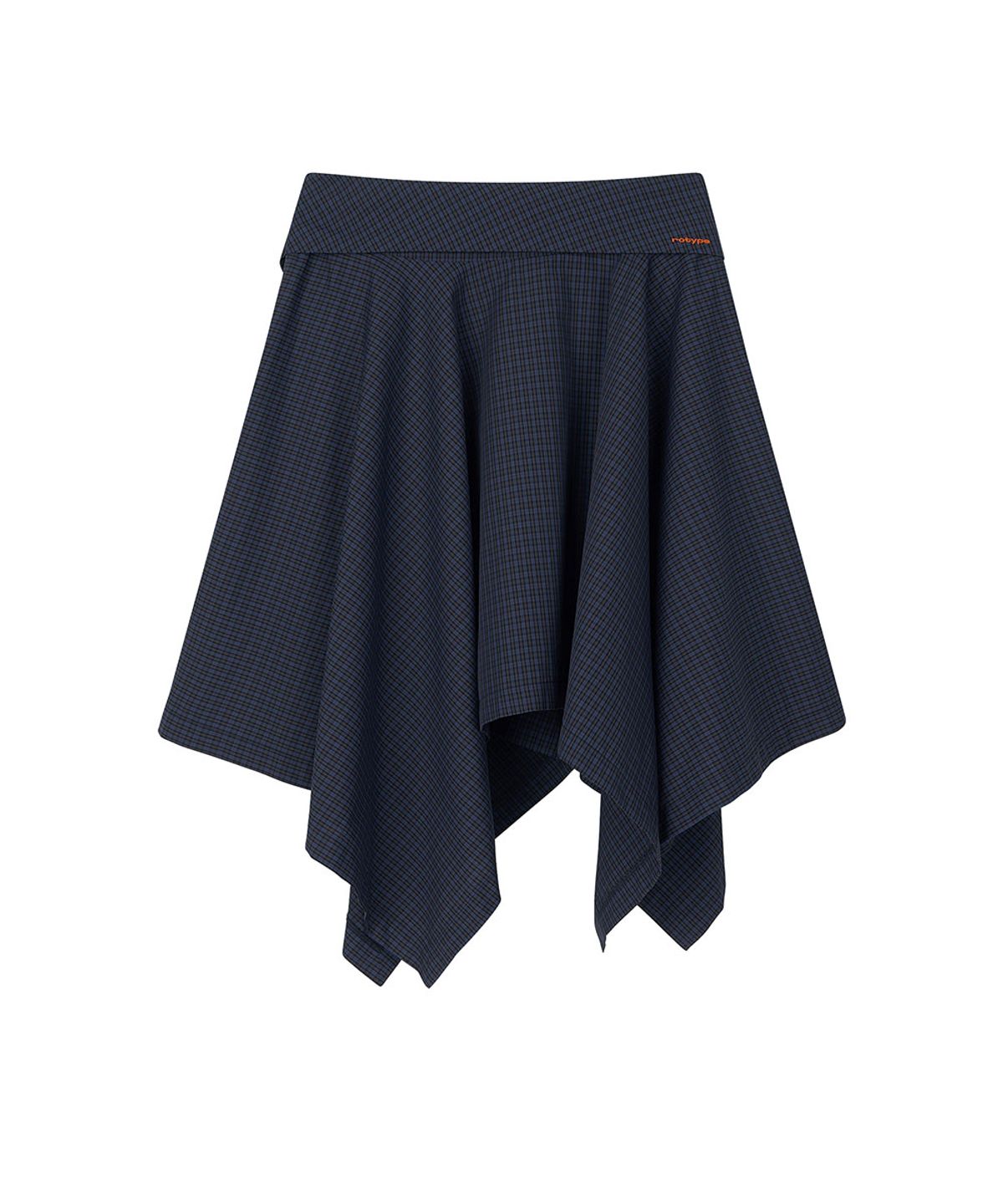 로타입(ROUGHTYPE) Unbalance Button Check Skirt - Navy