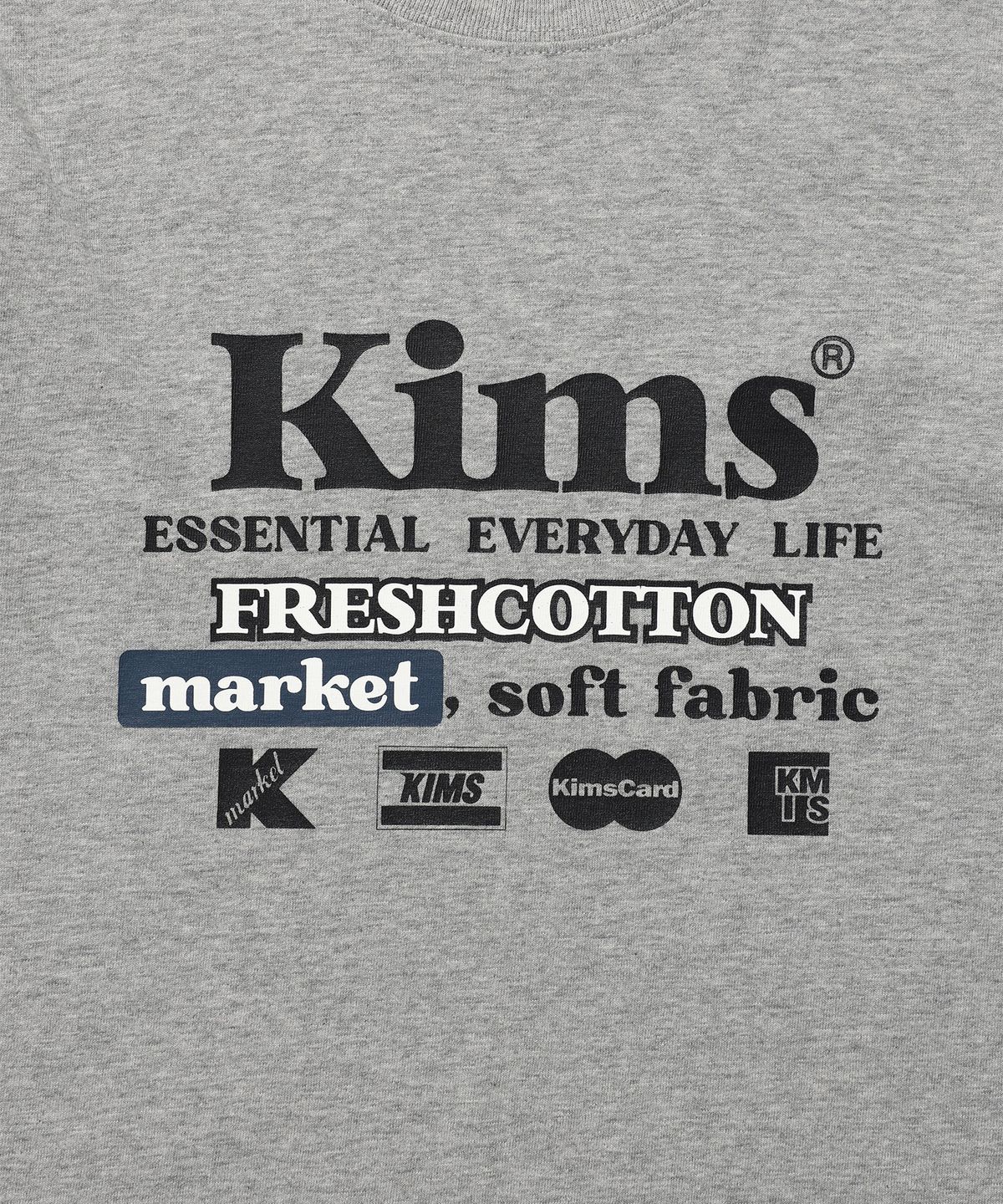 킴스 프레시 코튼 마켓(KIMS FRESH COTTON MARKET) 프리 서비스 로고 티셔츠 그레이