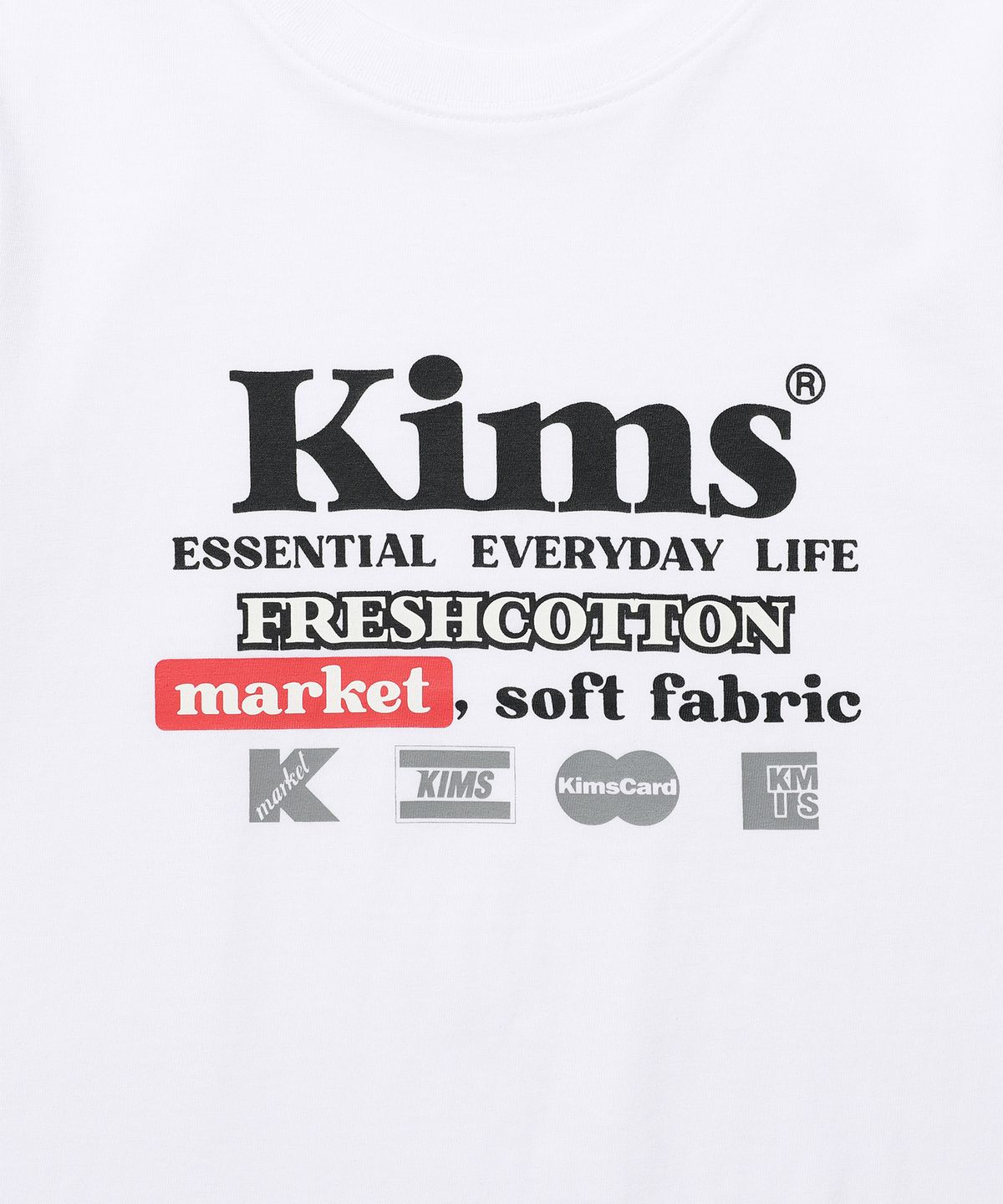 킴스 프레시 코튼 마켓(KIMS FRESH COTTON MARKET) 프리 서비스 로고 티셔츠 화이트