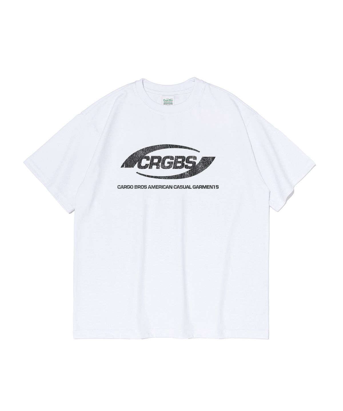 카고브로스(CARGOBROS) (빅사이즈) 오버 박스  로고 반팔티 (크랙-화이트)