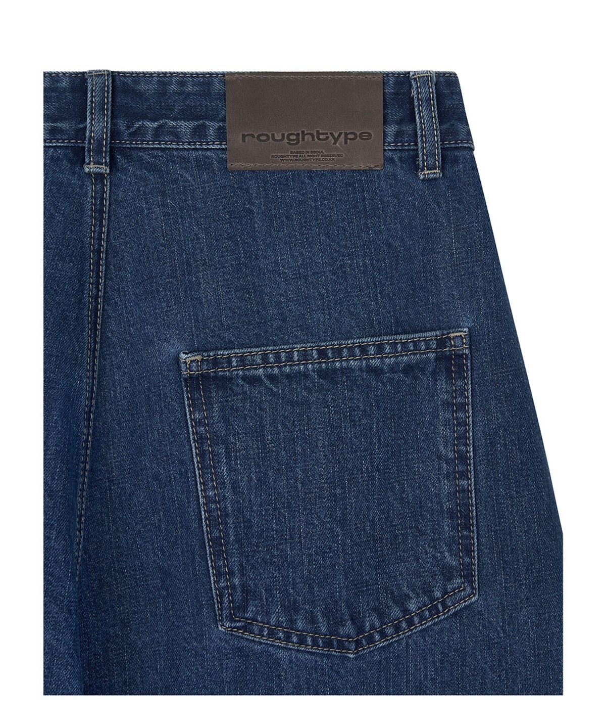 로타입(ROUGHTYPE) Classic Drop-line Denim Pants - Mid blue
