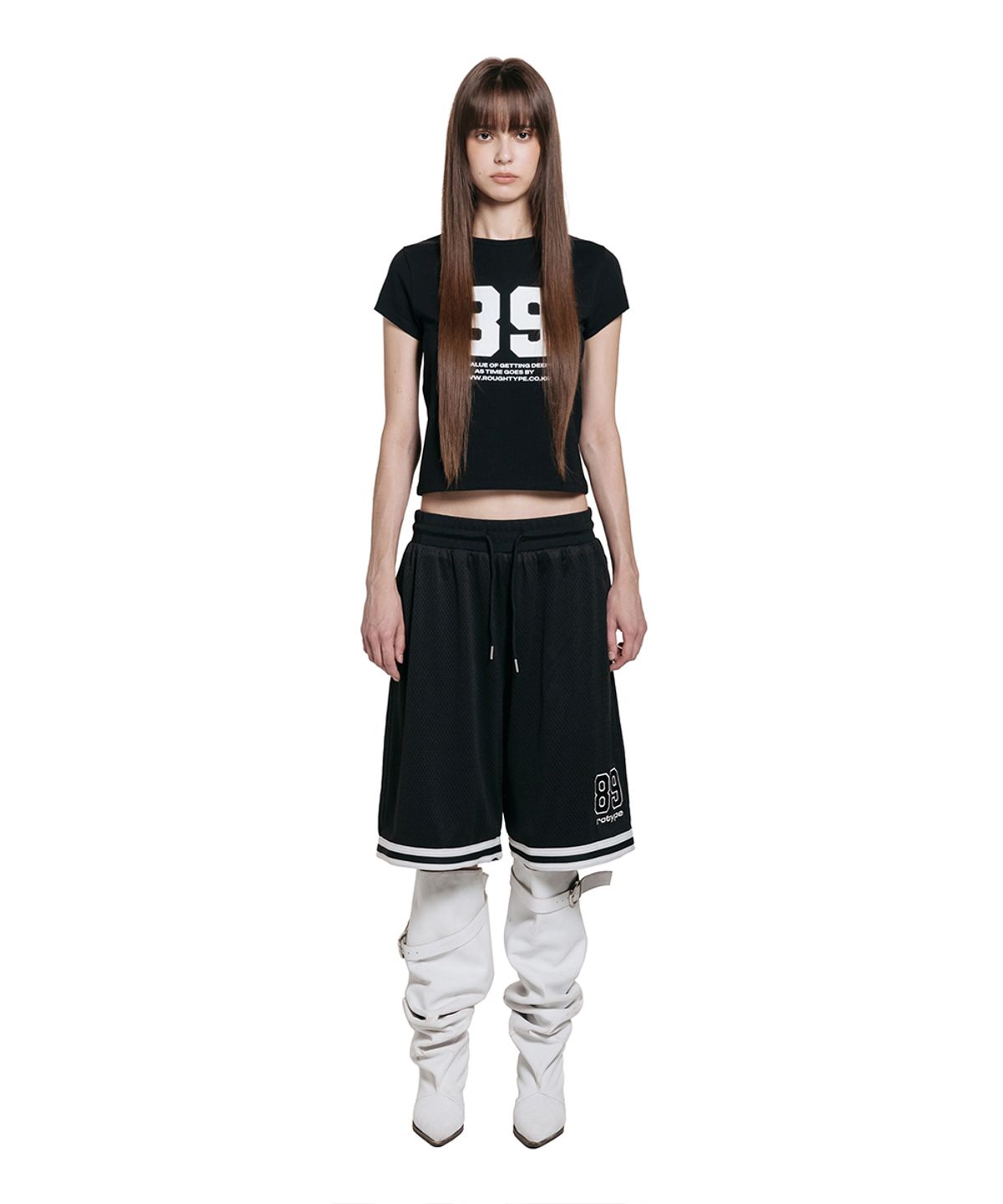 로타입(ROUGHTYPE) 89 Crop Short-sleeved Shirt - Black