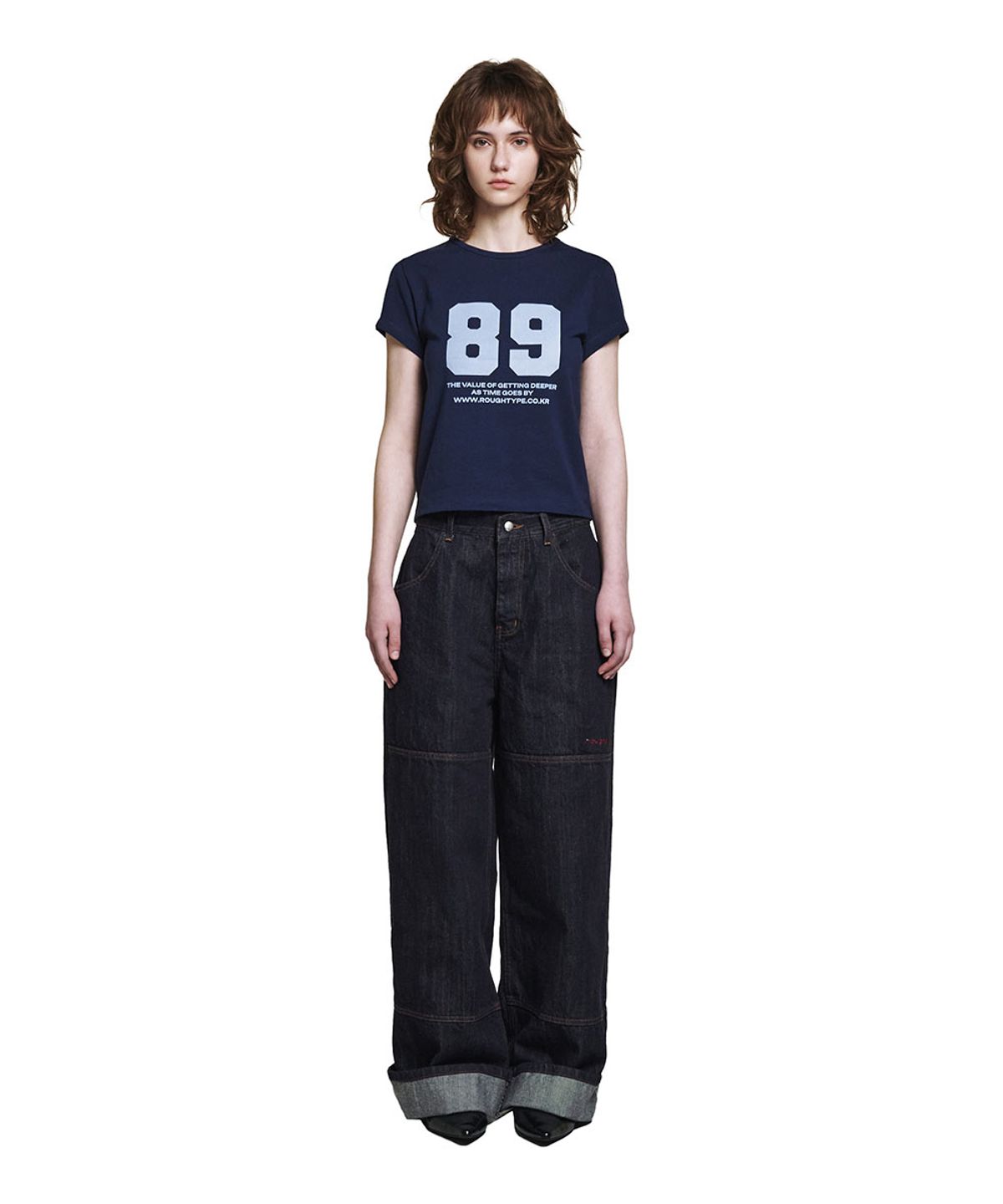 로타입(ROUGHTYPE) 89 Crop Short-sleeved Shirt - Navy
