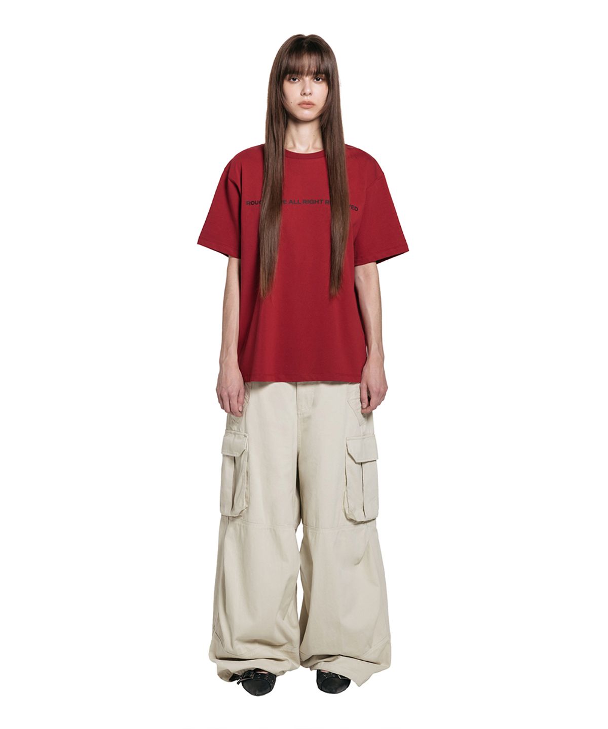 로타입(ROUGHTYPE) Color Over Fit Short Sleeve - Red