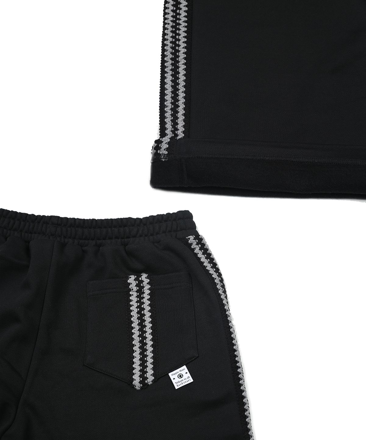 히피하우스(HIPPIE HAUS) Brushed Straight sweatpants w.Tape Black
