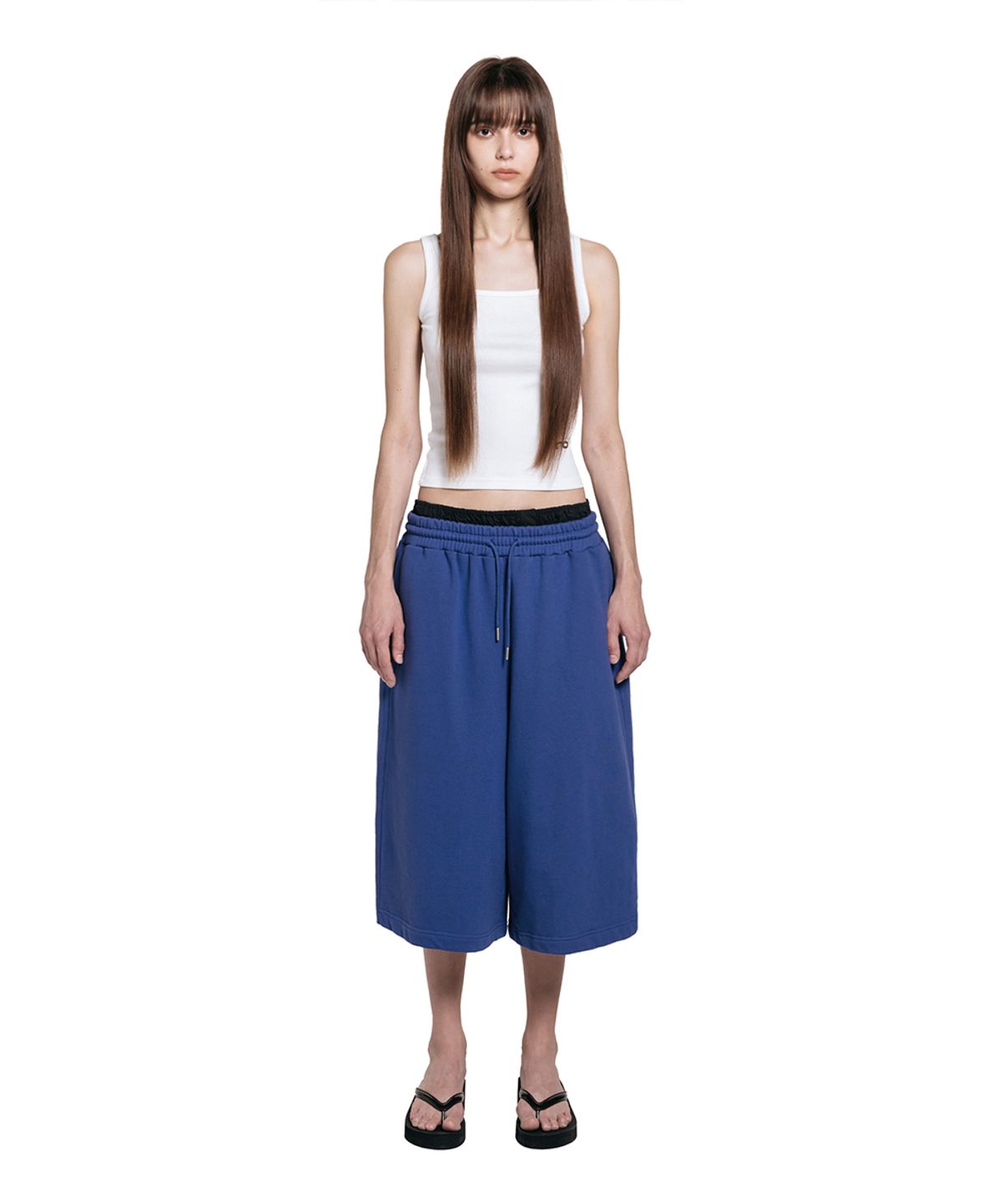 로타입(ROUGHTYPE) Overline Patch Bermuda Sweatpants - Blue