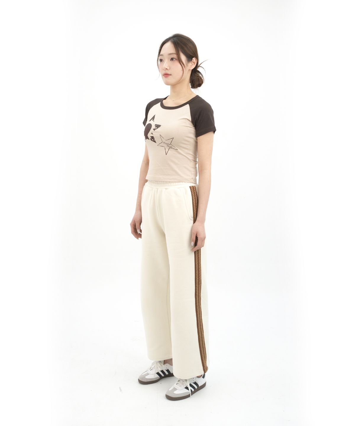 히피하우스(HIPPIE HAUS) Brushed Straight sweatpants w.Tape Ivory