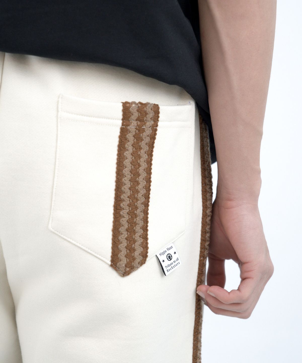 히피하우스(HIPPIE HAUS) Brushed Straight sweatpants w.Tape Ivory