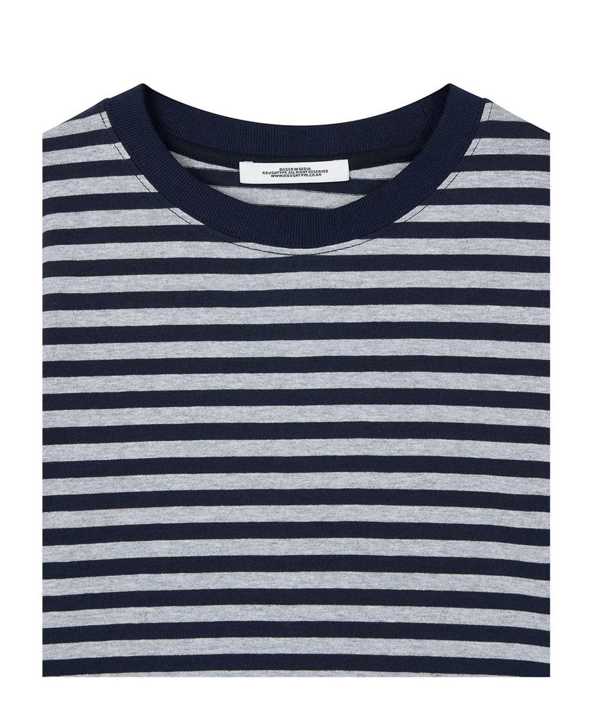 로타입(ROUGHTYPE) Waist Lettering Striped Long Sleeve - Navy
