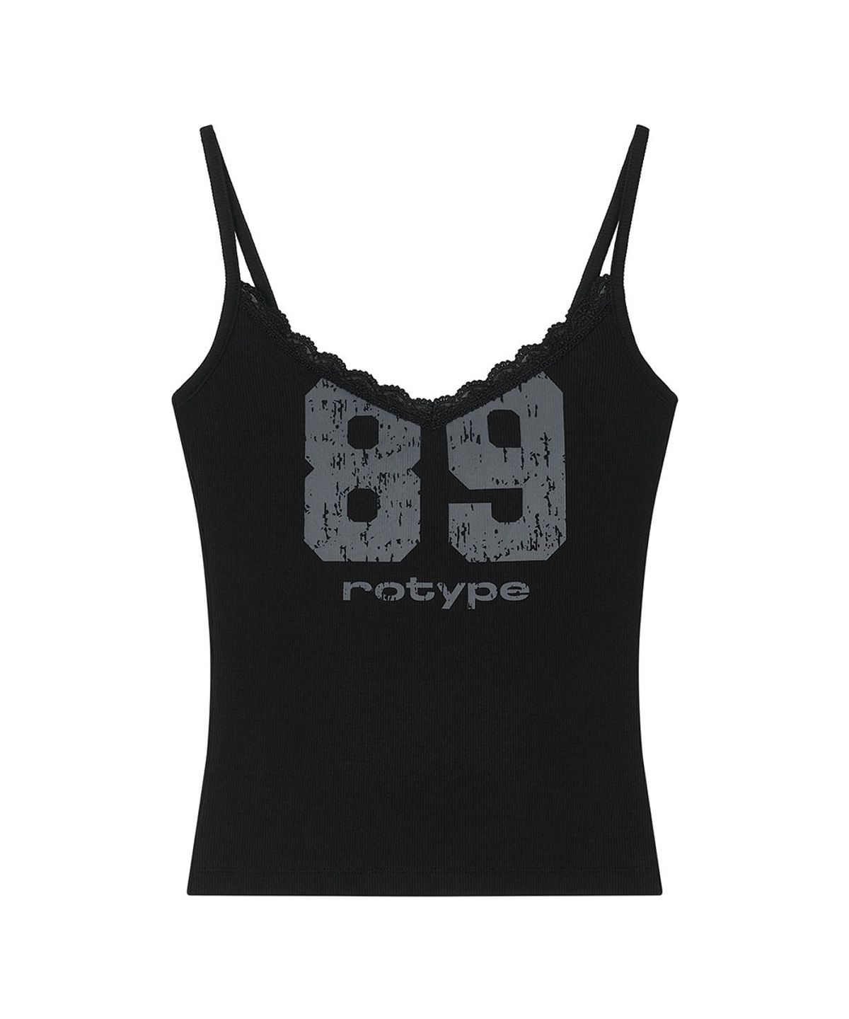 로타입(ROUGHTYPE) Crack Logo Lace Sleeveless - Black