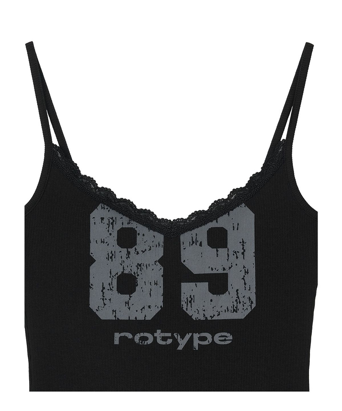 로타입(ROUGHTYPE) Crack Logo Lace Sleeveless - Black