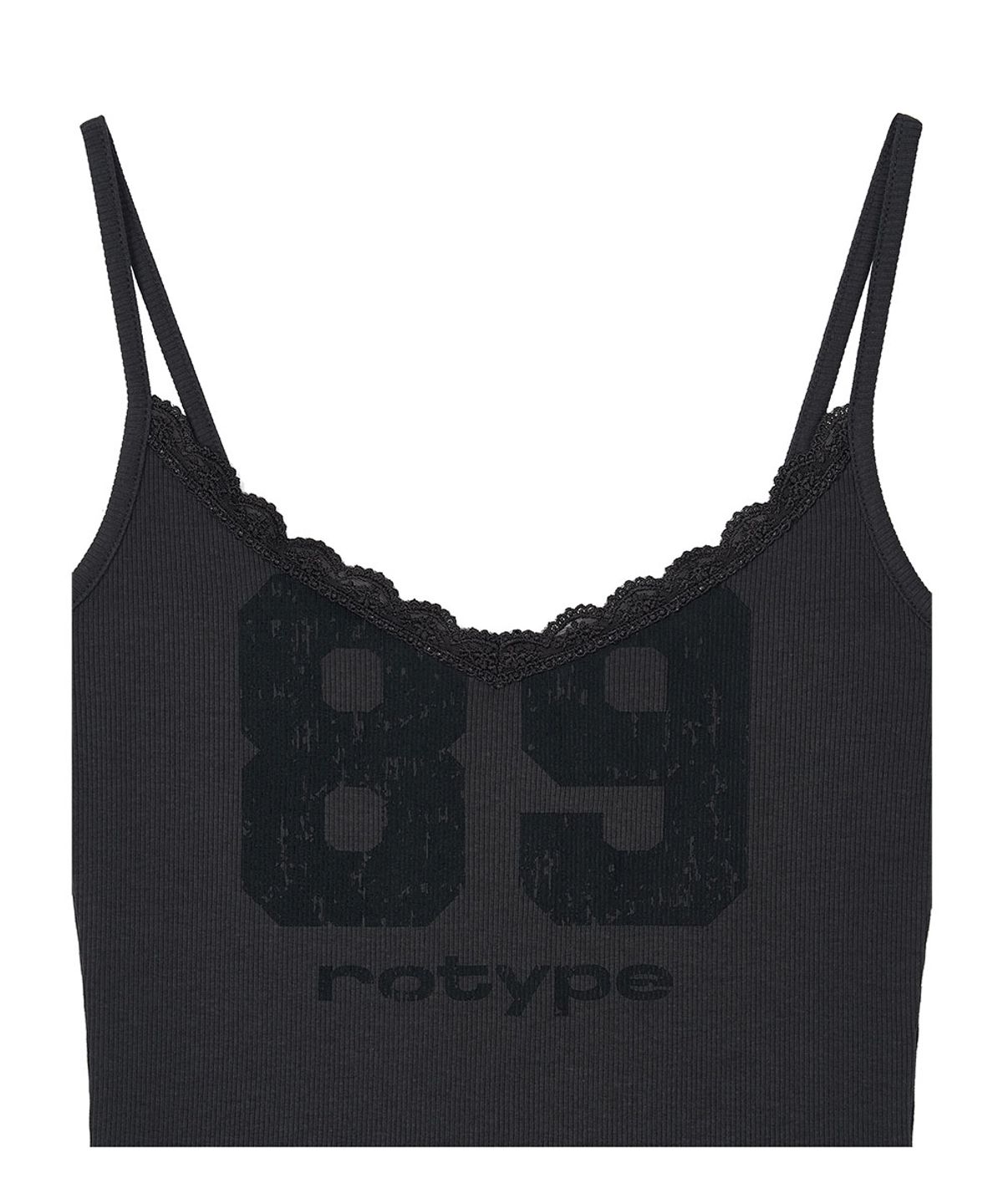 로타입(ROUGHTYPE) Crack Logo Lace Sleeveless - Charcoal