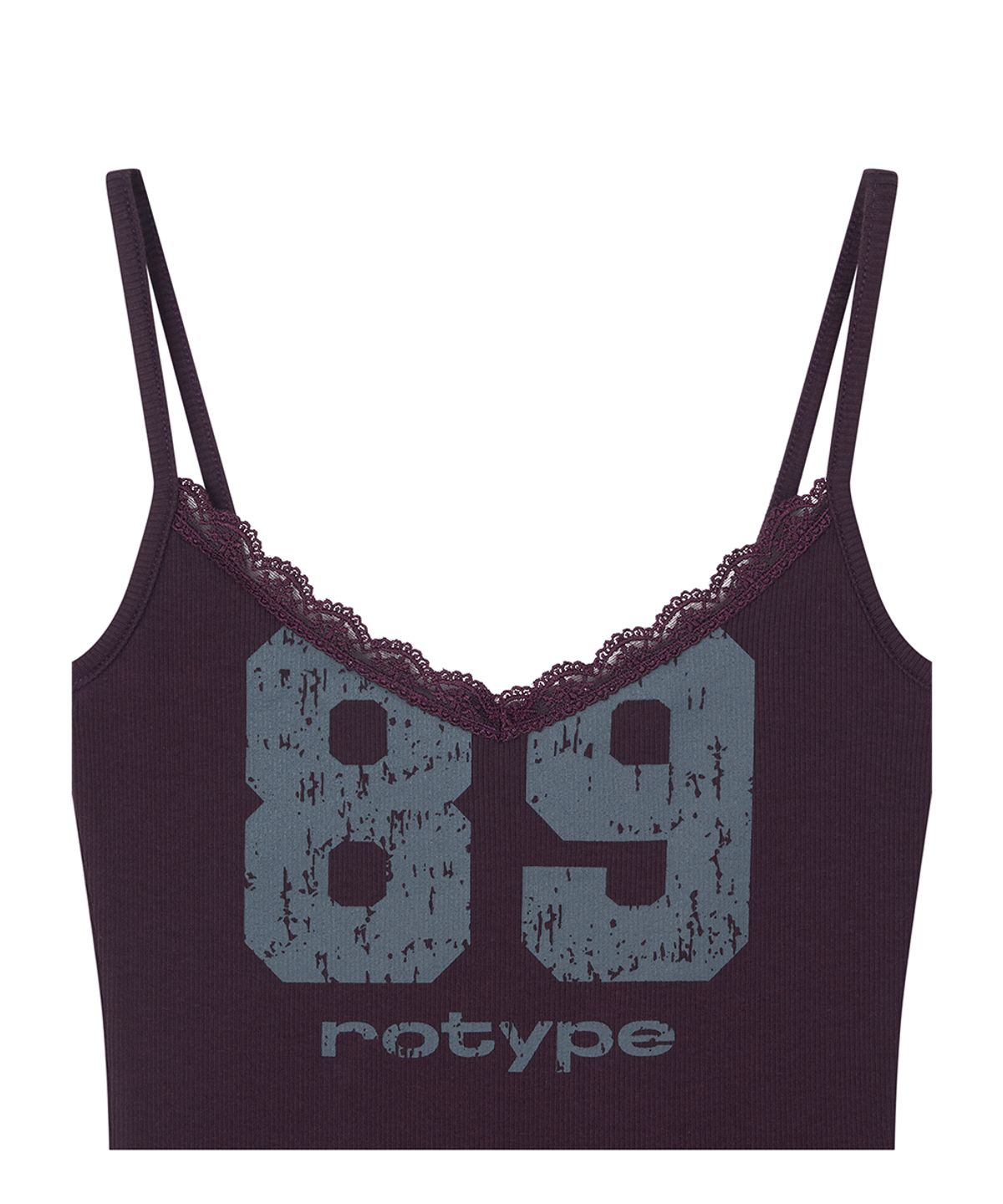 로타입(ROUGHTYPE) Crack Logo Lace Sleeveless - Purple