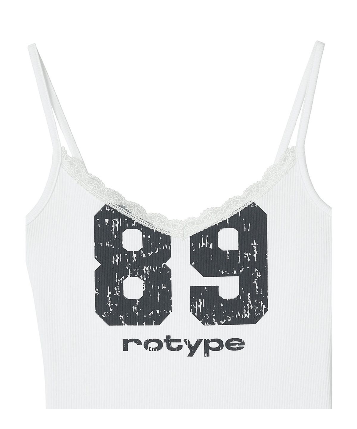 로타입(ROUGHTYPE) Crack Logo Lace Sleeveless - White