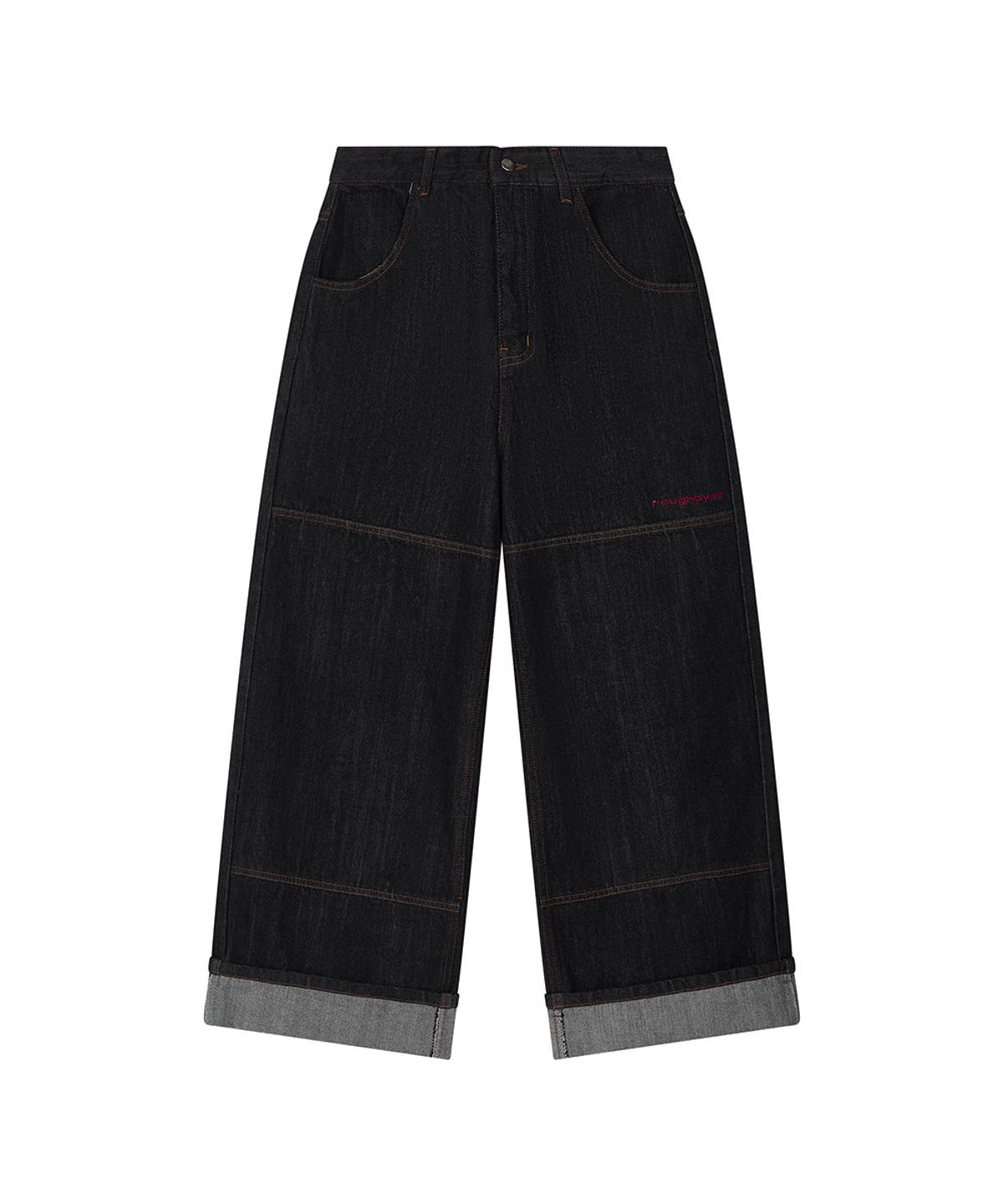 로타입(ROUGHTYPE) Logo Point Roll-up Denim Pants - Indigo