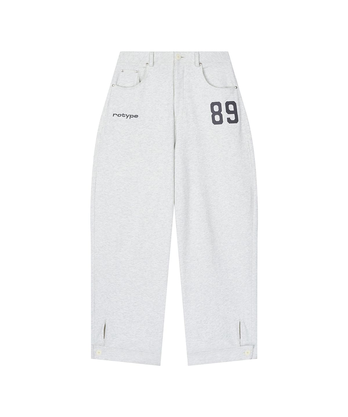 로타입(ROUGHTYPE) Balloon-fit Patch Sweatpants - Whitemelange