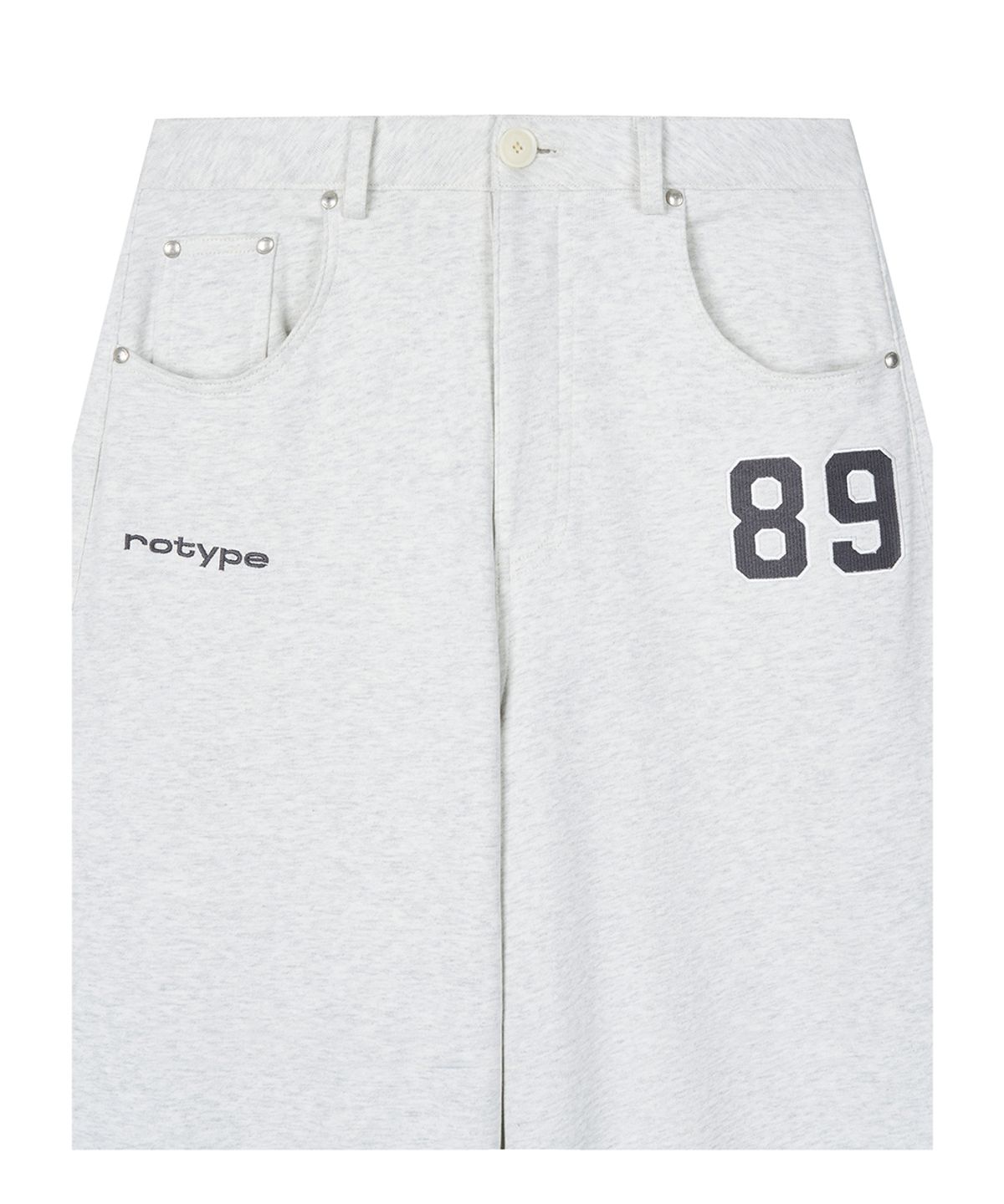 로타입(ROUGHTYPE) Balloon-fit Patch Sweatpants - Whitemelange