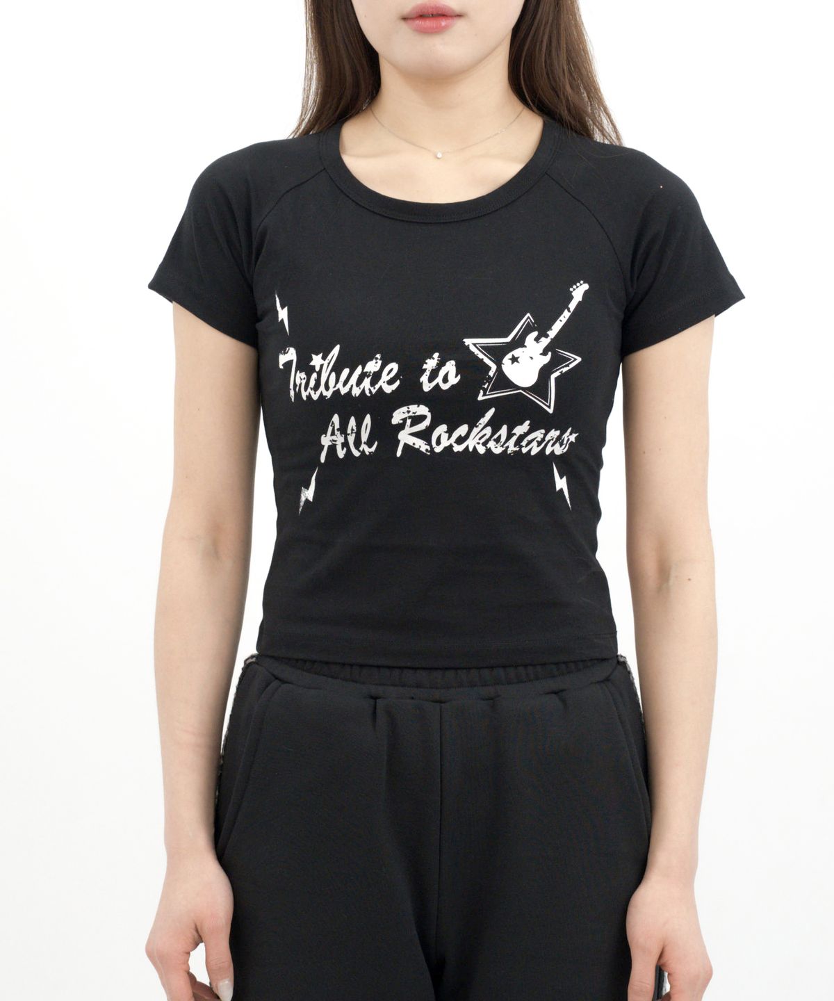 히피하우스(HIPPIE HAUS) Tribute To All Bassists Raglan Core essential curve t-shirt - Black