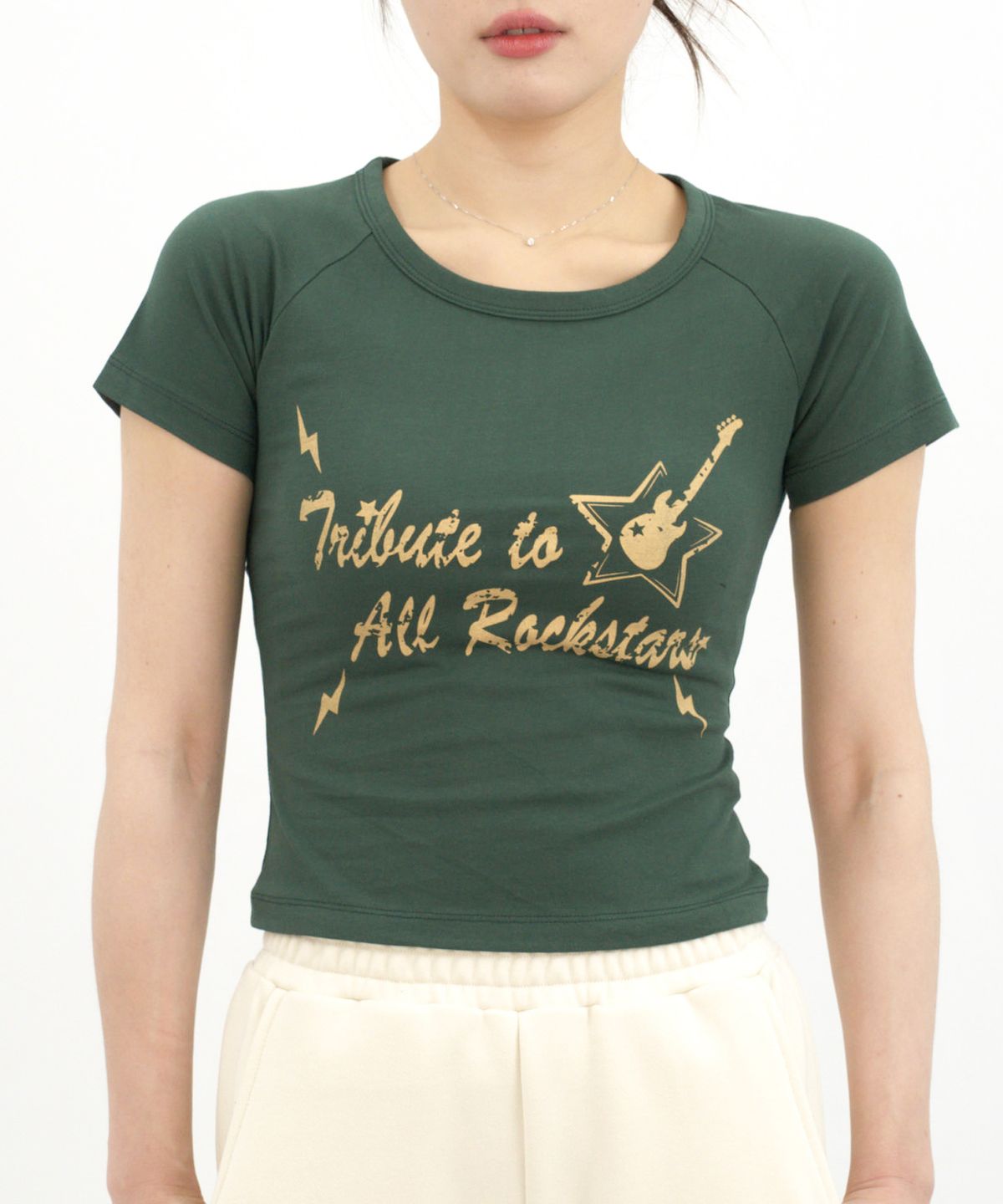 히피하우스(HIPPIE HAUS) Tribute To All Bassists Raglan Core essential curve t-shirt - Green