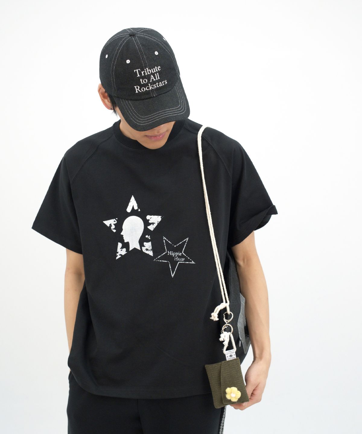 히피하우스(HIPPIE HAUS) Embroidered Ball Cap_Black Denim