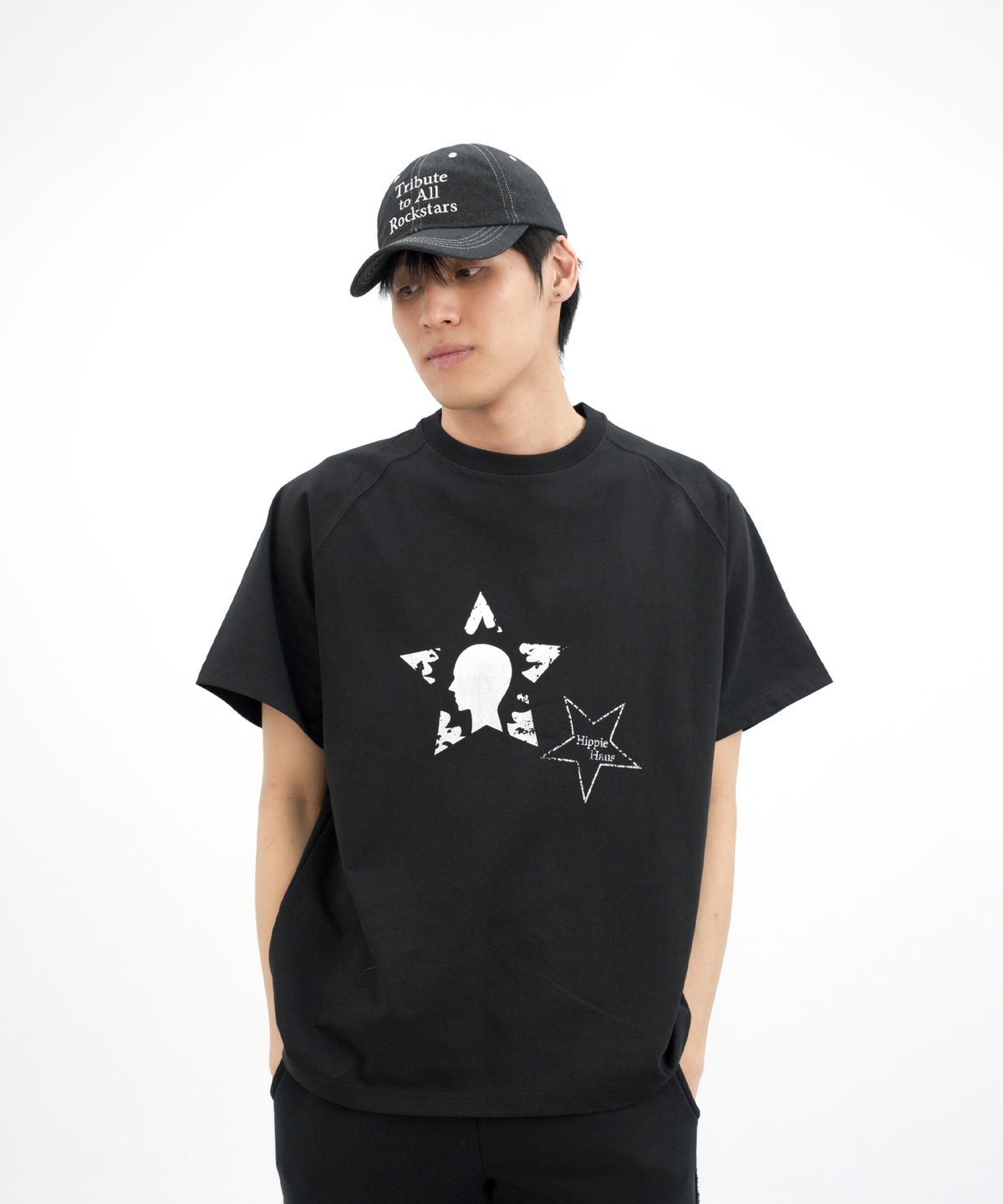 히피하우스(HIPPIE HAUS) Embroidered Ball Cap_Black Denim