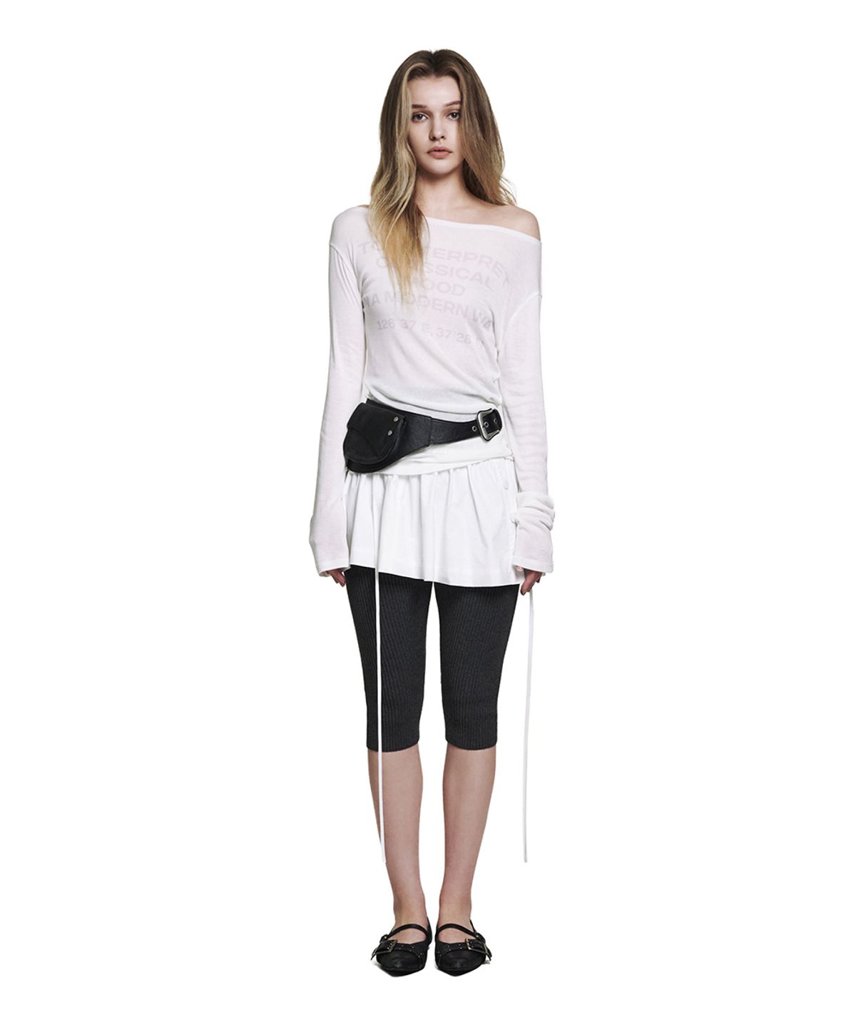 로타입(ROUGHTYPE) Snap Point Layered Skirt - White