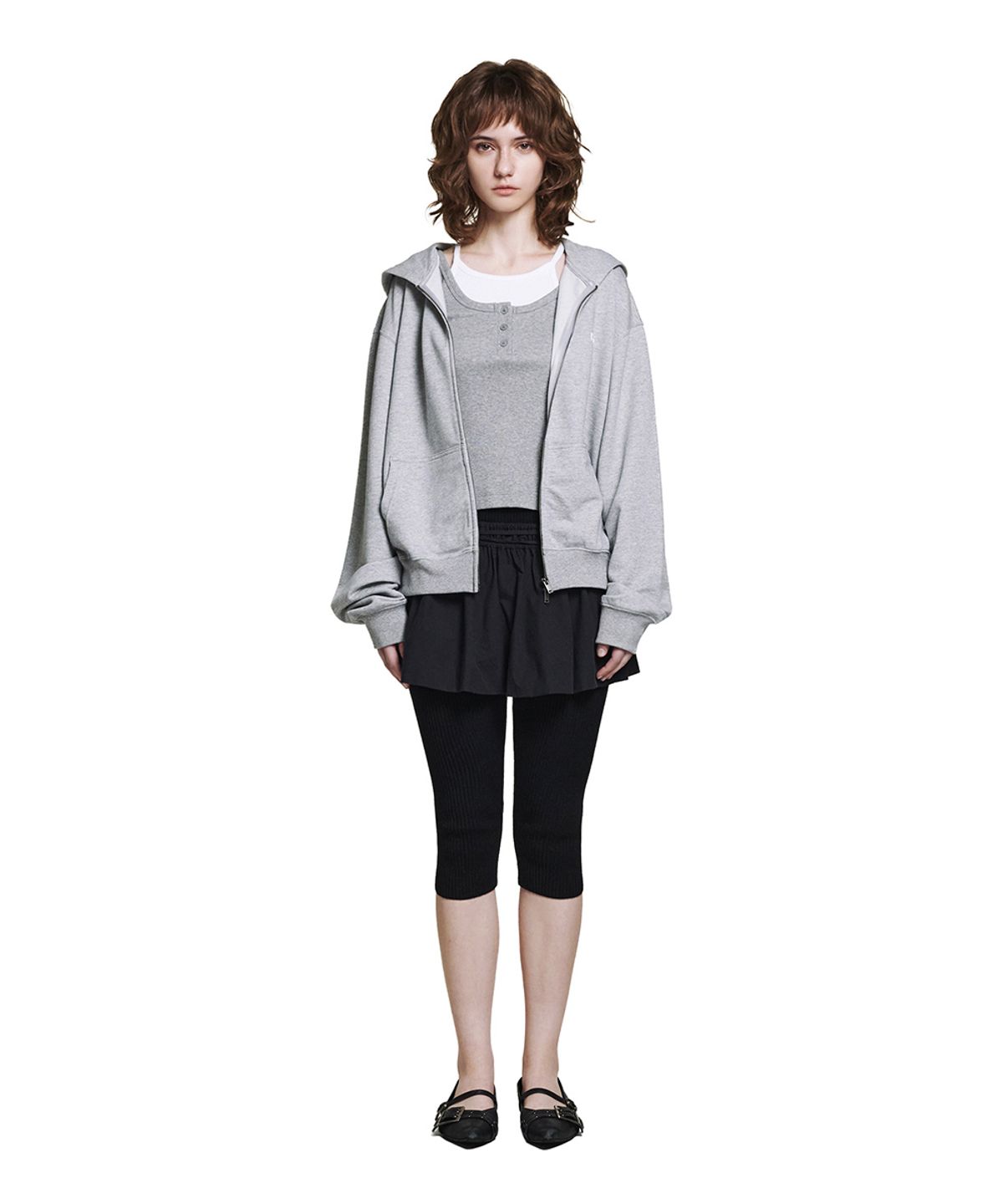 로타입(ROUGHTYPE) Snap Point Layered Skirt - Black