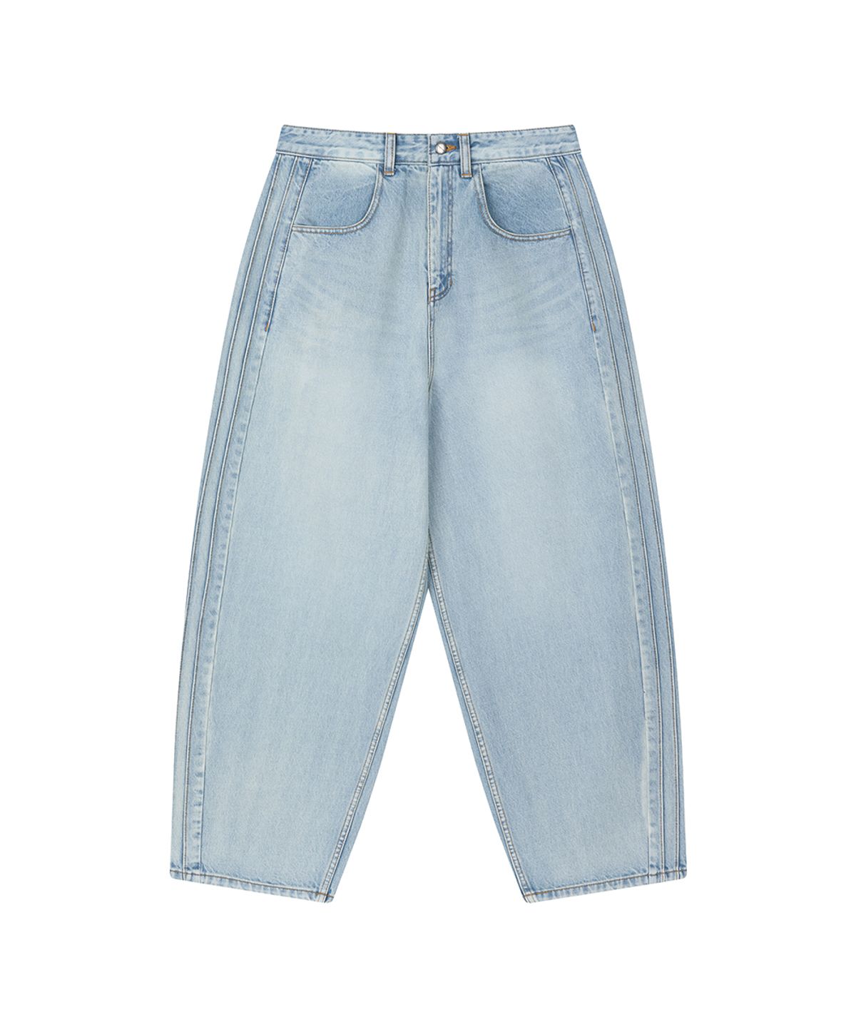 로타입(ROUGHTYPE) Maxi Wide Denim Pants - Light blue