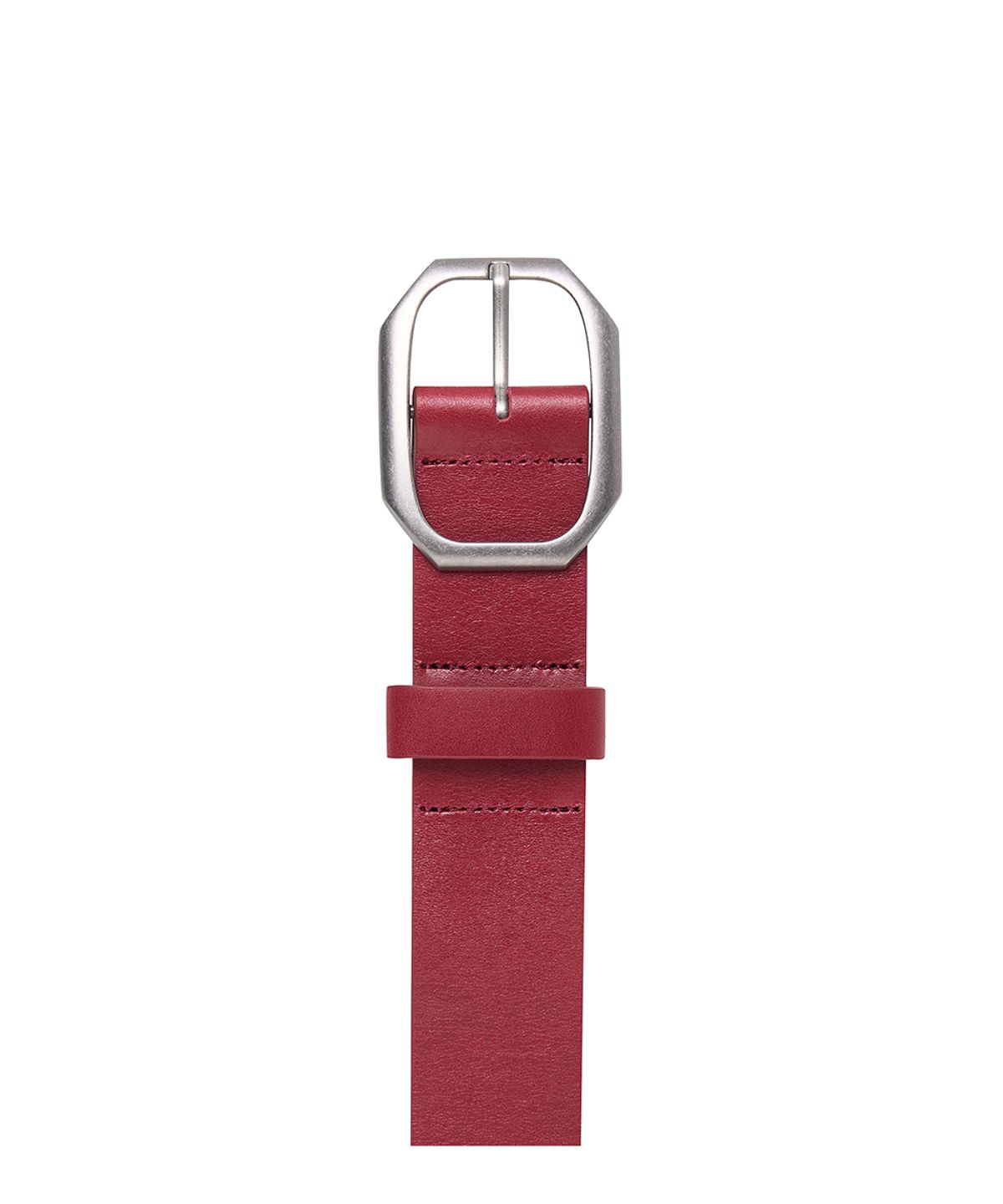 로타입(ROUGHTYPE) Logo Buckle Red Leather Belt - Red