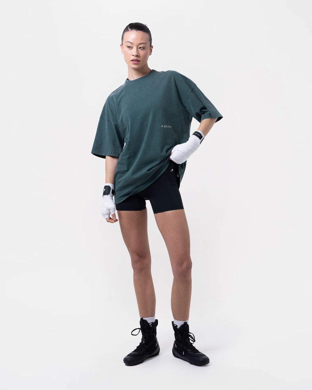 복스로(BOXRAW) 스파링 클럽 오버사이즈 티셔츠 - 여성 W BXRW-SPCLT-W [워시드 틸]