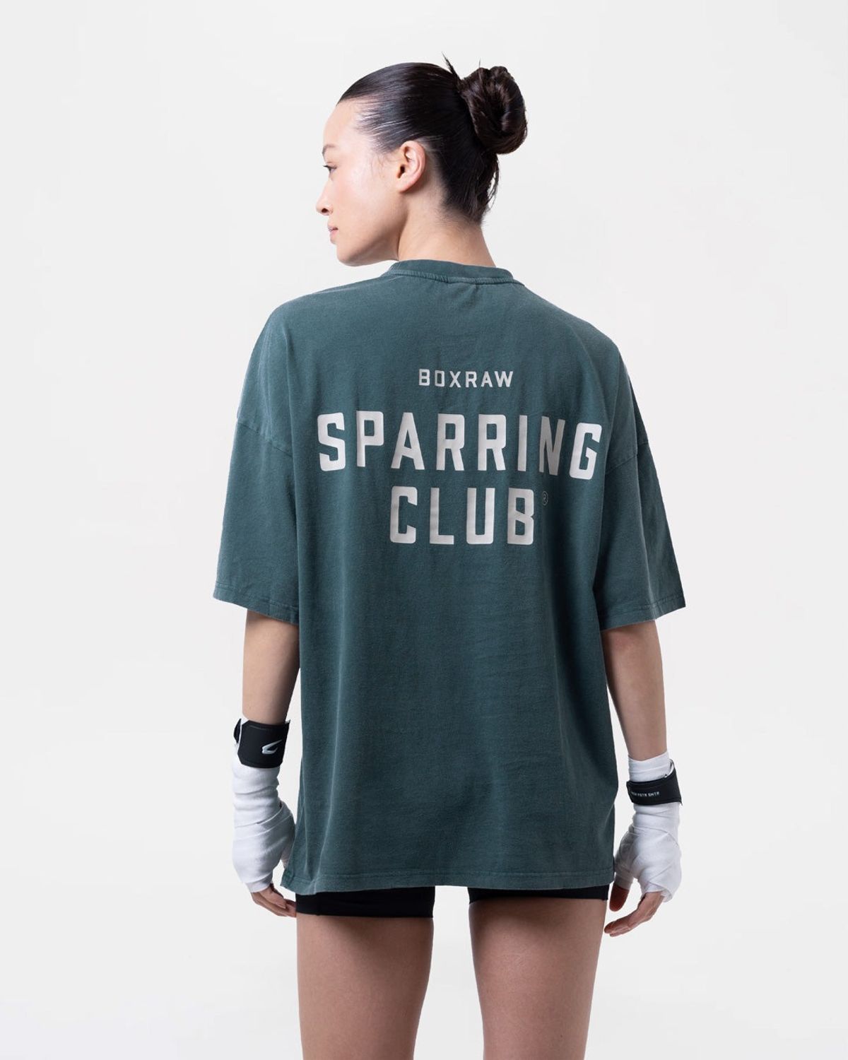 복스로(BOXRAW) 스파링 클럽 오버사이즈 티셔츠 - 여성 W BXRW-SPCLT-W [워시드 틸]