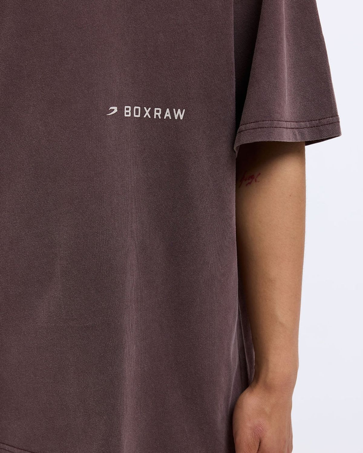복스로(BOXRAW) 스파링 클럽 오버사이즈 티셔츠 - 여성 W BXRW-SPCLT-W [워시드 브라운]