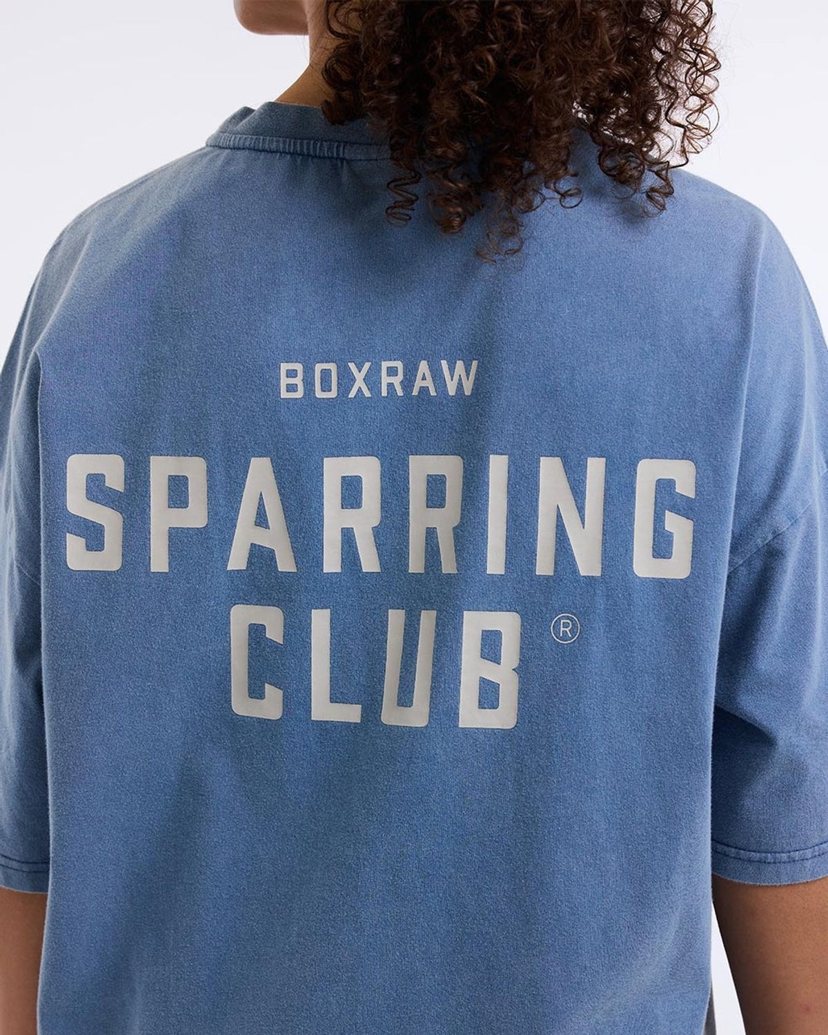 복스로(BOXRAW) 스파링 클럽 오버사이즈 티셔츠 - 여성 W BXRW-SPCLT-W [워시드 베이비 블루]