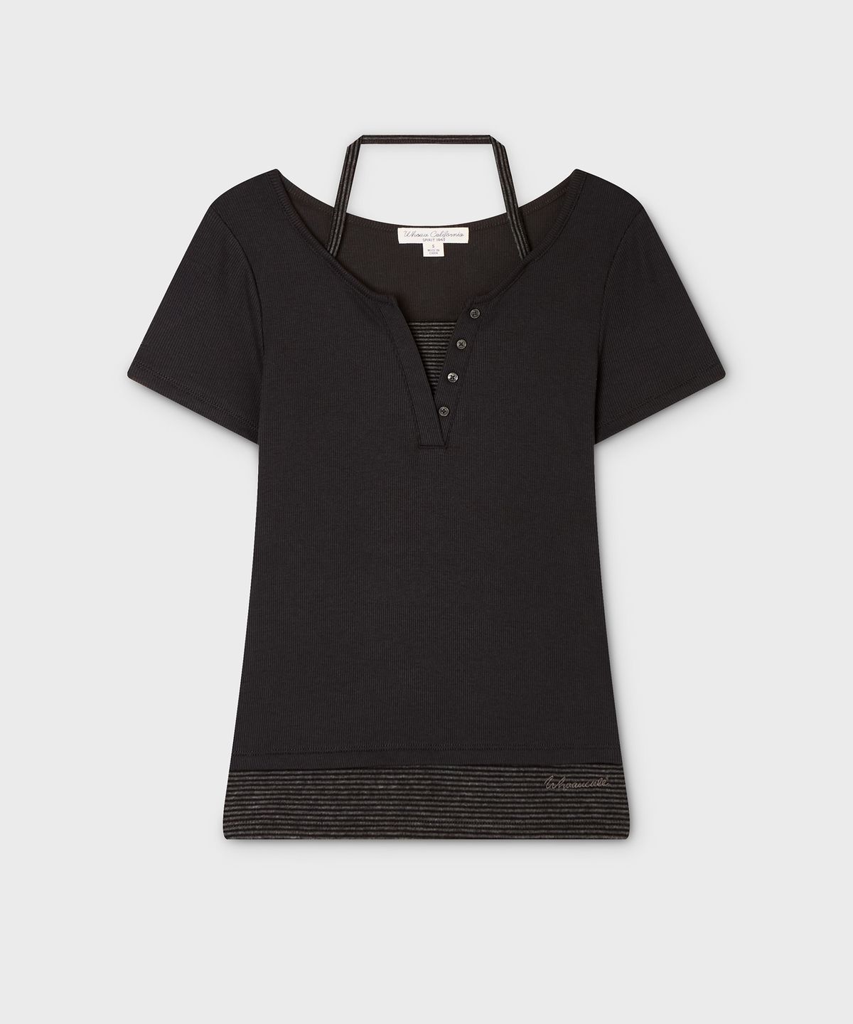 후아유(WHO.A.U) Halter Neck Layered T-shirt / WHRAG2492F