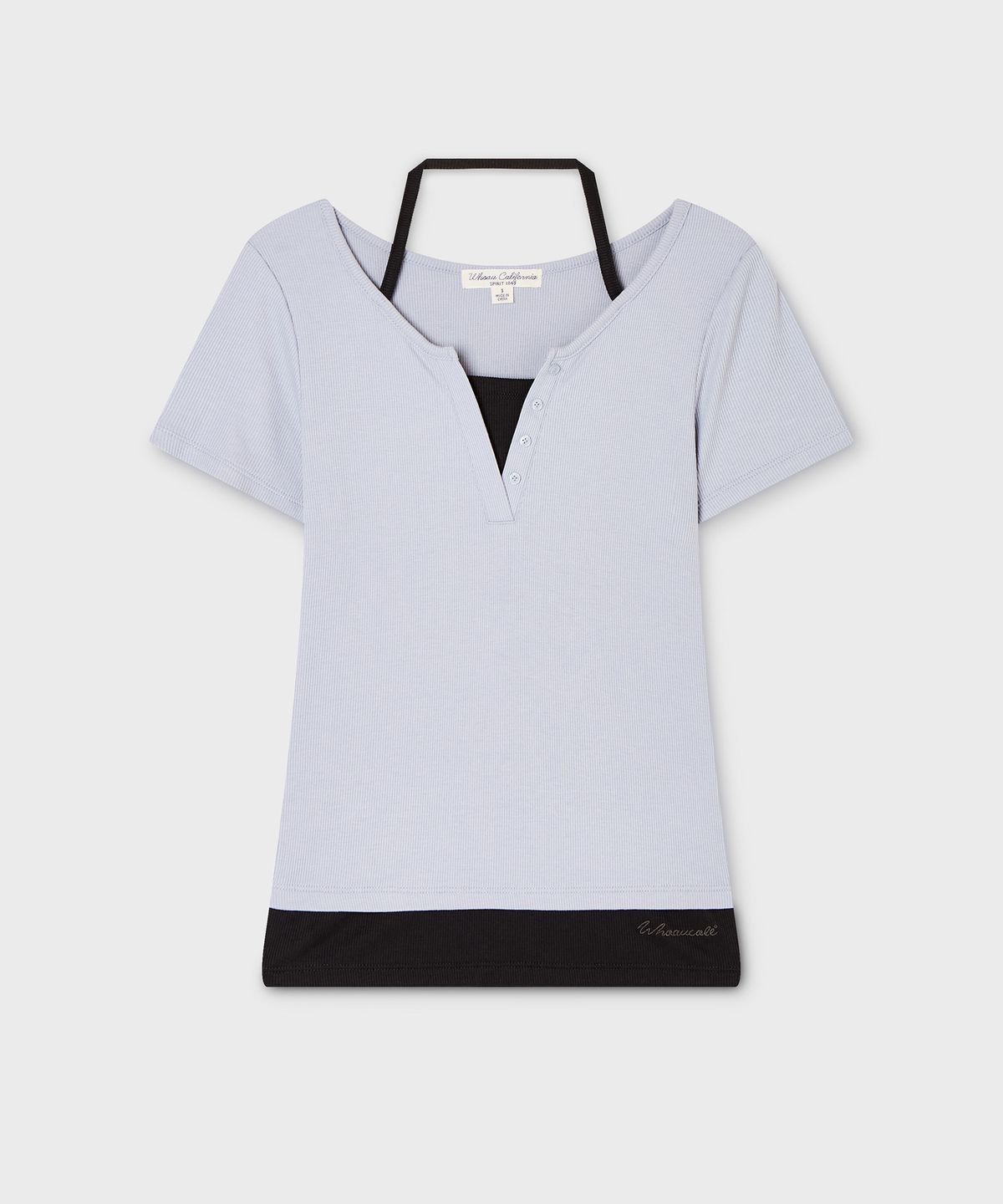 후아유(WHO.A.U) Halter Neck Layered T-shirt / WHRAG2492F
