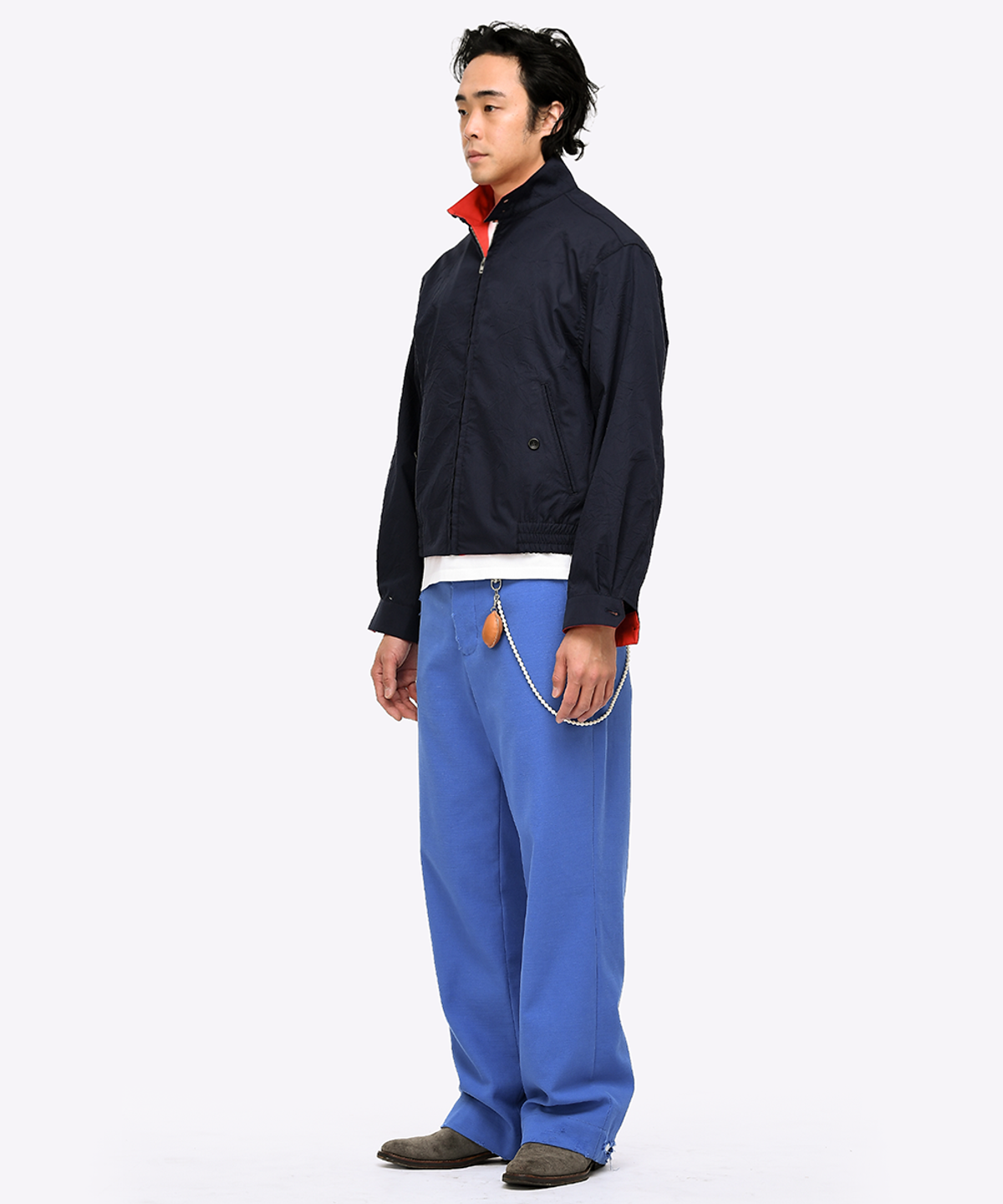 퀘스트앤게스트(QUEST&GUEST) Crinkled Harrington Jacket (Navy)