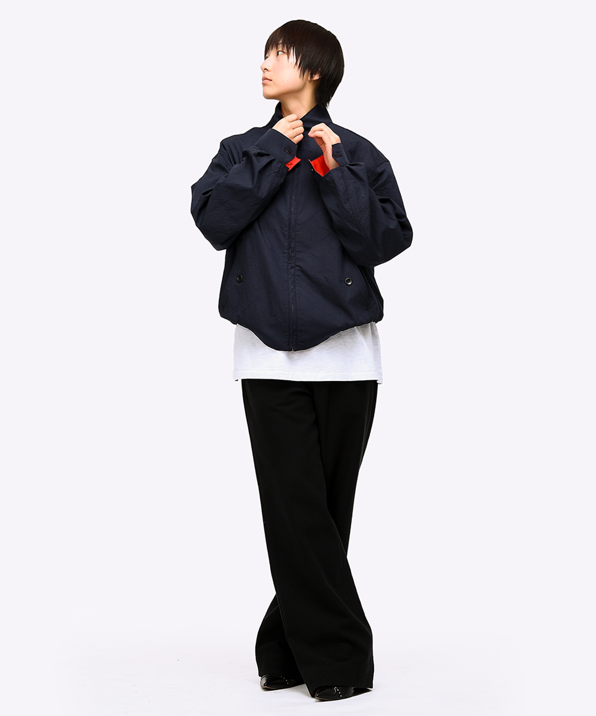 퀘스트앤게스트(QUEST&GUEST) Crinkled Harrington Jacket (Navy)