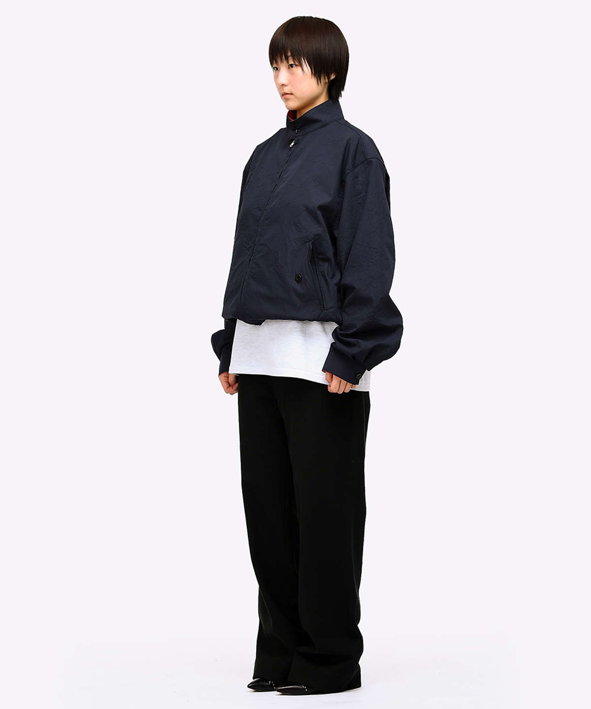 퀘스트앤게스트(QUEST&GUEST) Crinkled Harrington Jacket (Navy)